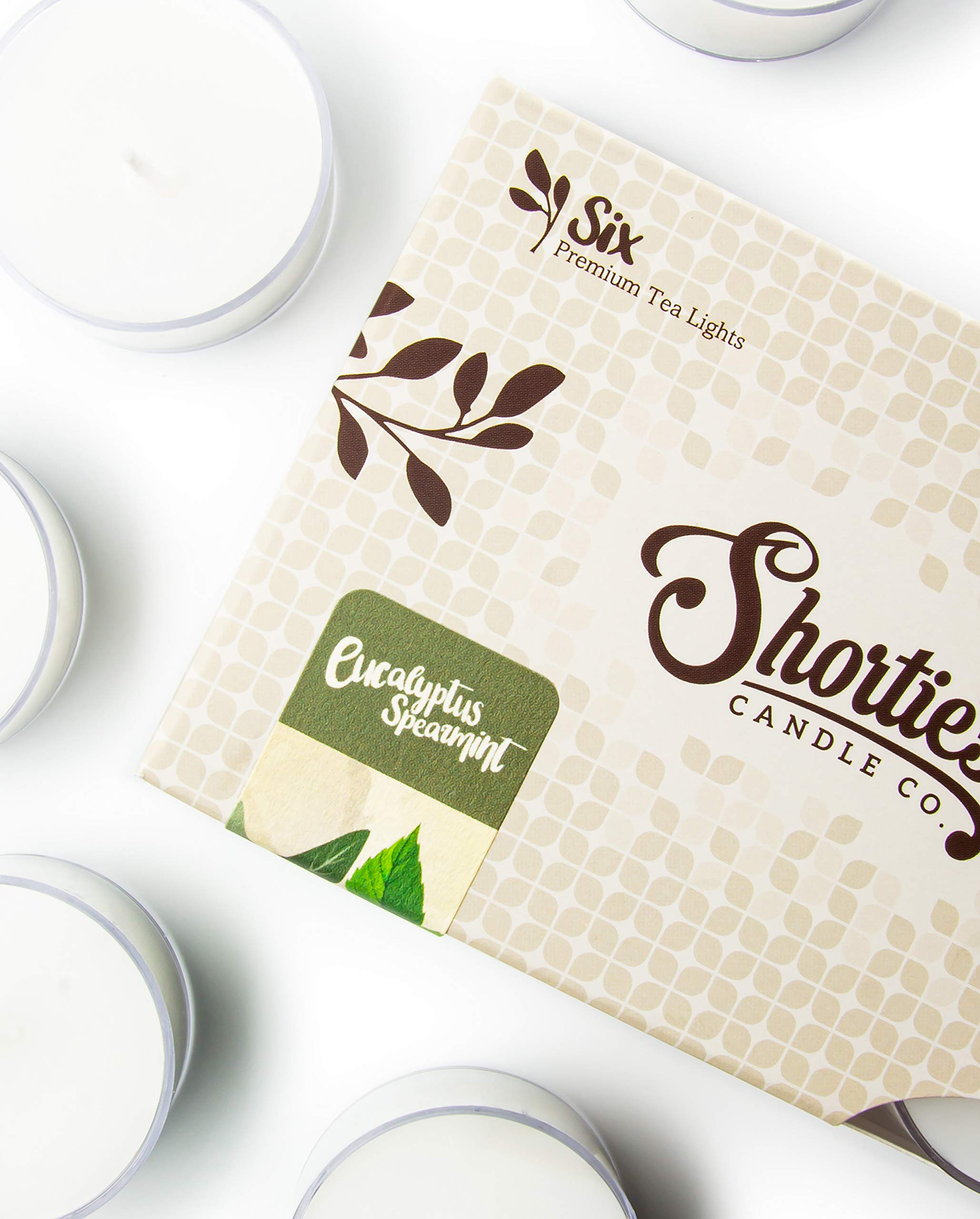 Eucalyptus Spearmint Premium Tealight Candles - Highly Scented With Essential & Natural Oils - 6 White Tea Lights - Beautiful Candlelight - Made In The Usa - Fresh & Clean Collection