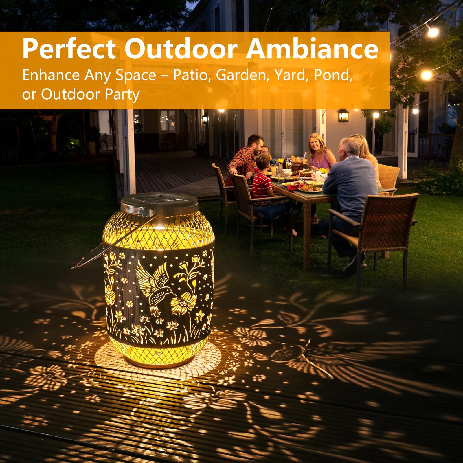 Humiieye Solar Lantern Outdoor Hummingbird Garden Decor  Ip65 Waterproof Hanging Solar Powered Lights Birthdays Gifts For Women Mom  Metal Decorative Light For Patio Yard Lawn Porch Backyard Christmas