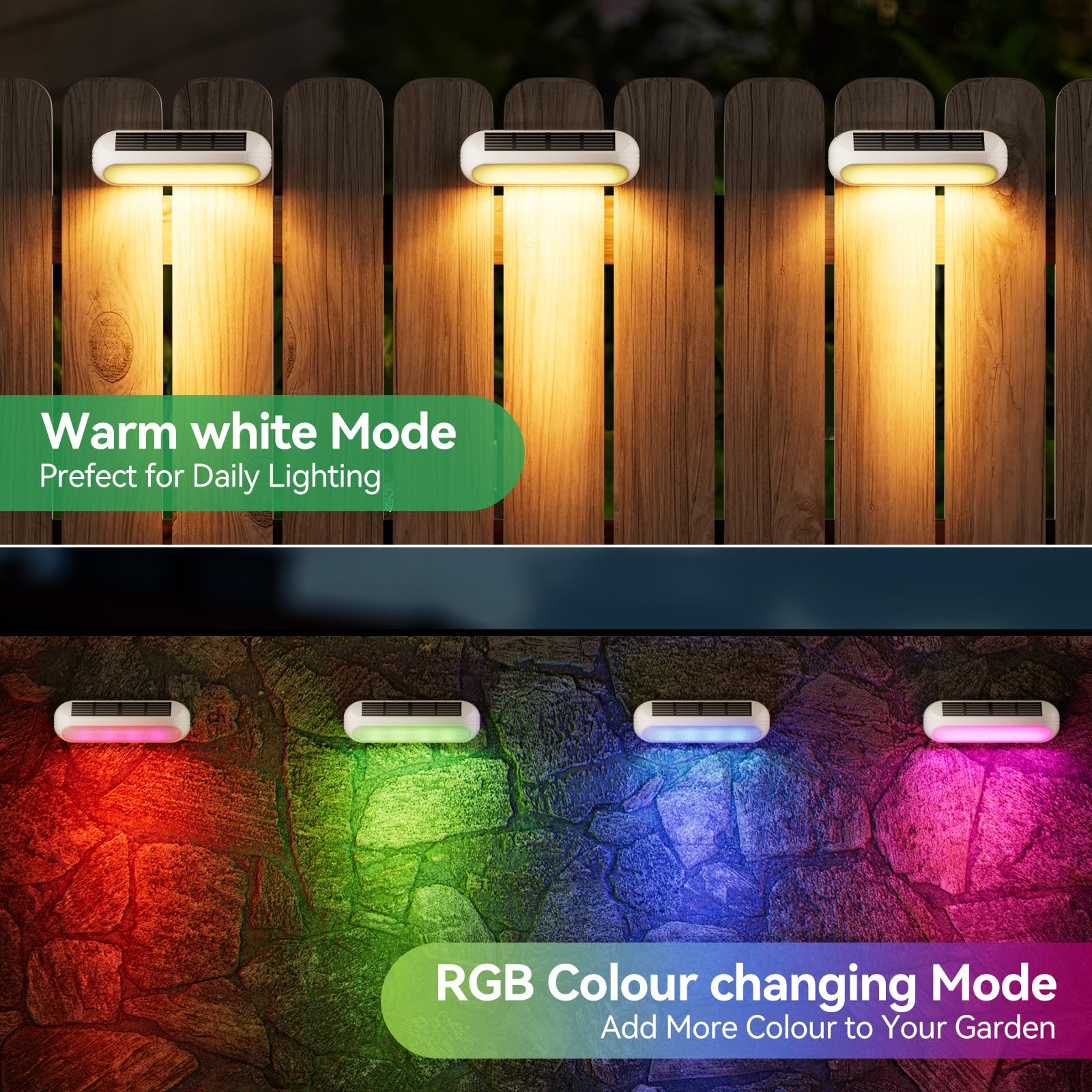 Ahaorigin Outdoor Solar Lights For Outside, 10 Pack Bright Solar Fence Lights With Multi-Color Changing & Warm White Mode, Upgra