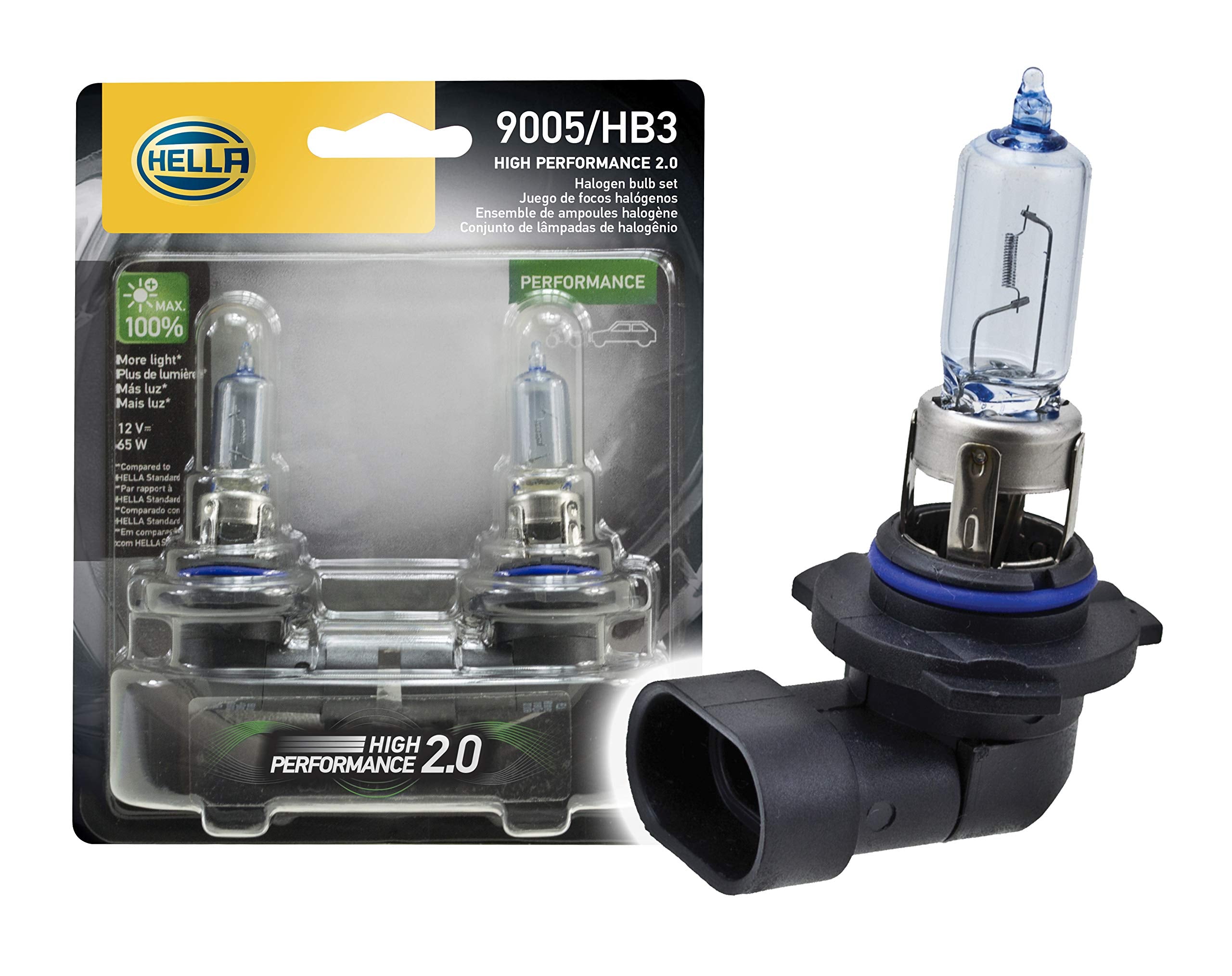Hella 9005 2.0TB High Performance Bulb Kit, 12V, 65W, 2 Pack, HP2.0 - Ideal for Bright Lighting