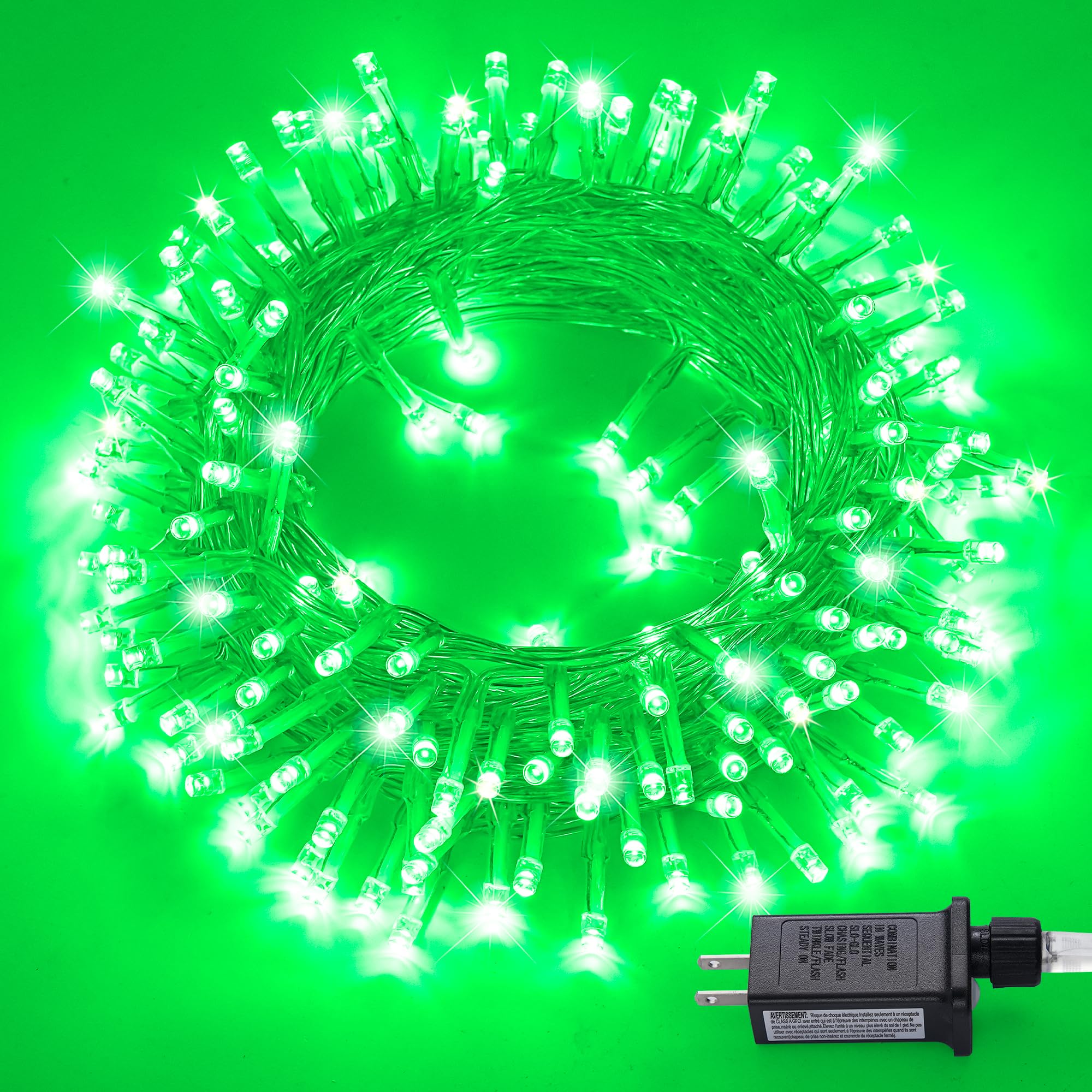 JMEXSUSS Green String Lights, 150 LED Connectable, 59ft, 8 Modes, Indoor/Outdoor Christmas/Halloween Decor