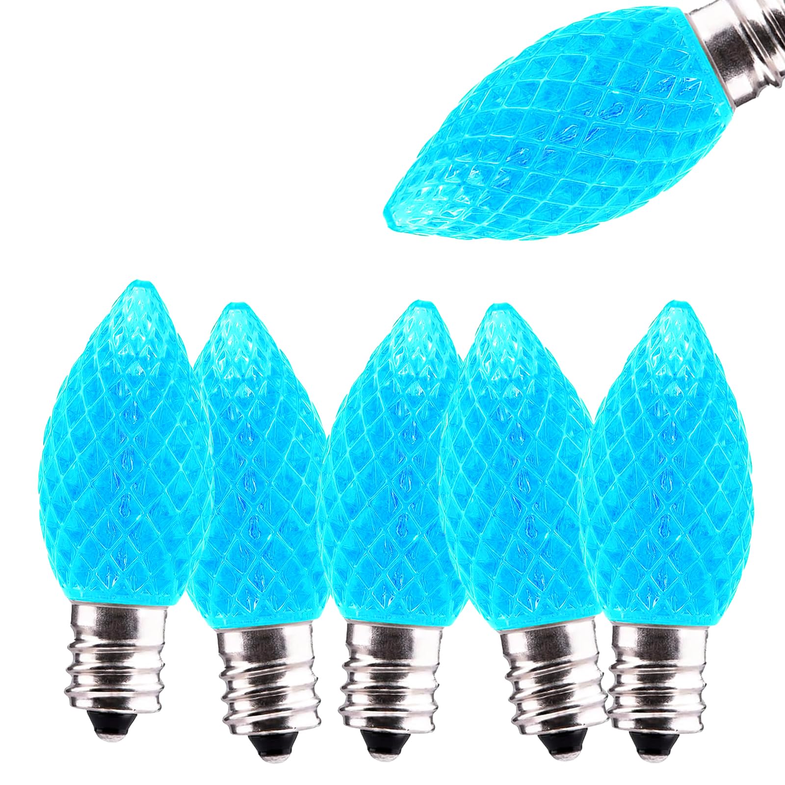 Jawtach C7 LED Christmas Light Bulbs - 25 Pack C7 LED Bulbs Blue - 0.5W for Outdoor String Lights  Holiday Decoration