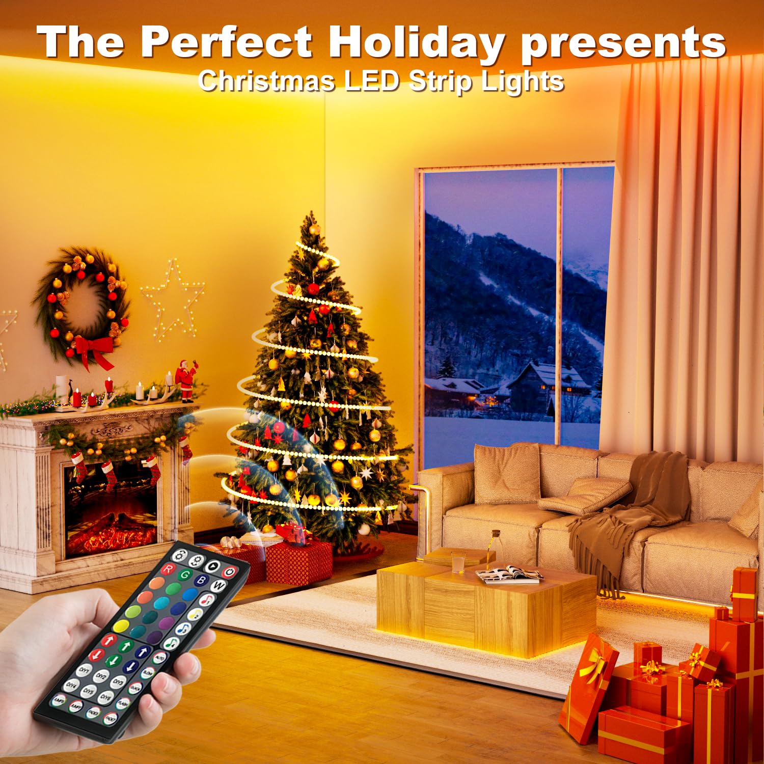 Keepsmile 131Ft Led Strip Lights (2 Rolls Of 65.5Ft) Bluetooth Smart App Control Rgb Led Light Strip With Remote,Music Sync Colo