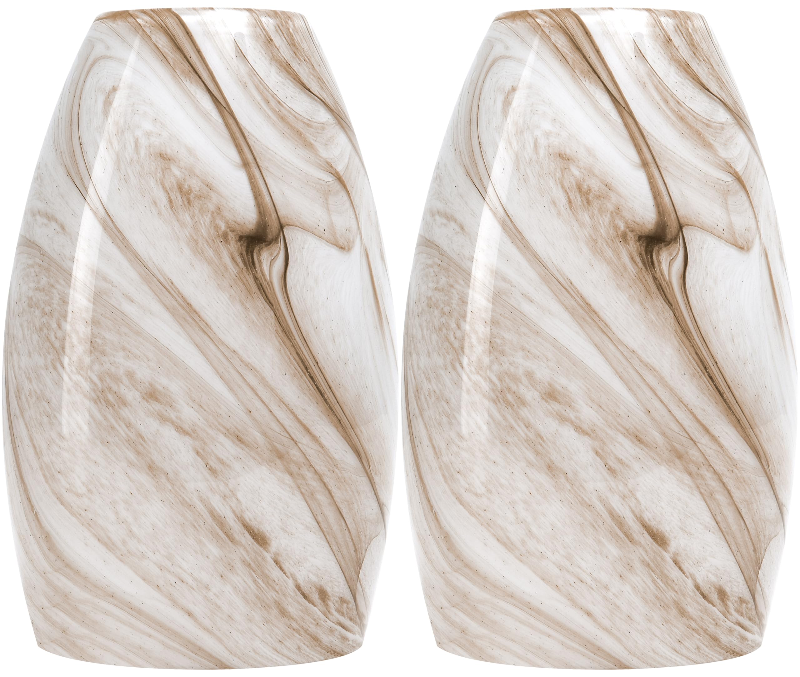 Go&So Honey-Bronze Gradient Flow Pendant Light Shade  7.8H Oval Fixture  1.57 Fitter  2 Pack Kitchen Pendant Lighting Over Island -Hand-Blown Fluid Line Texture For Chandelier Replacement Shades Set