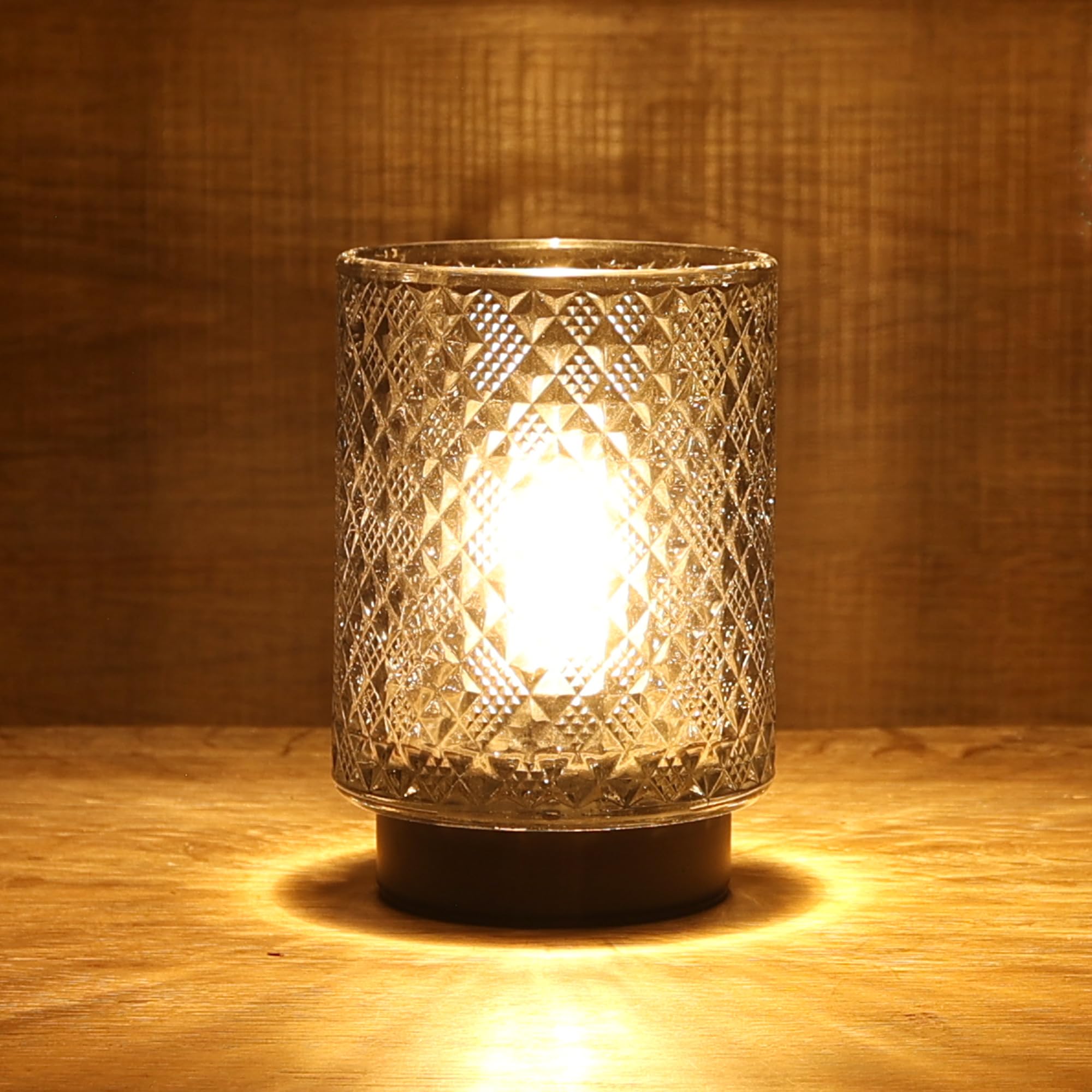 LUSHARBOR Battery Operated Lamp with Timer, Decorative Table Lamp, Diamond-Grey Design