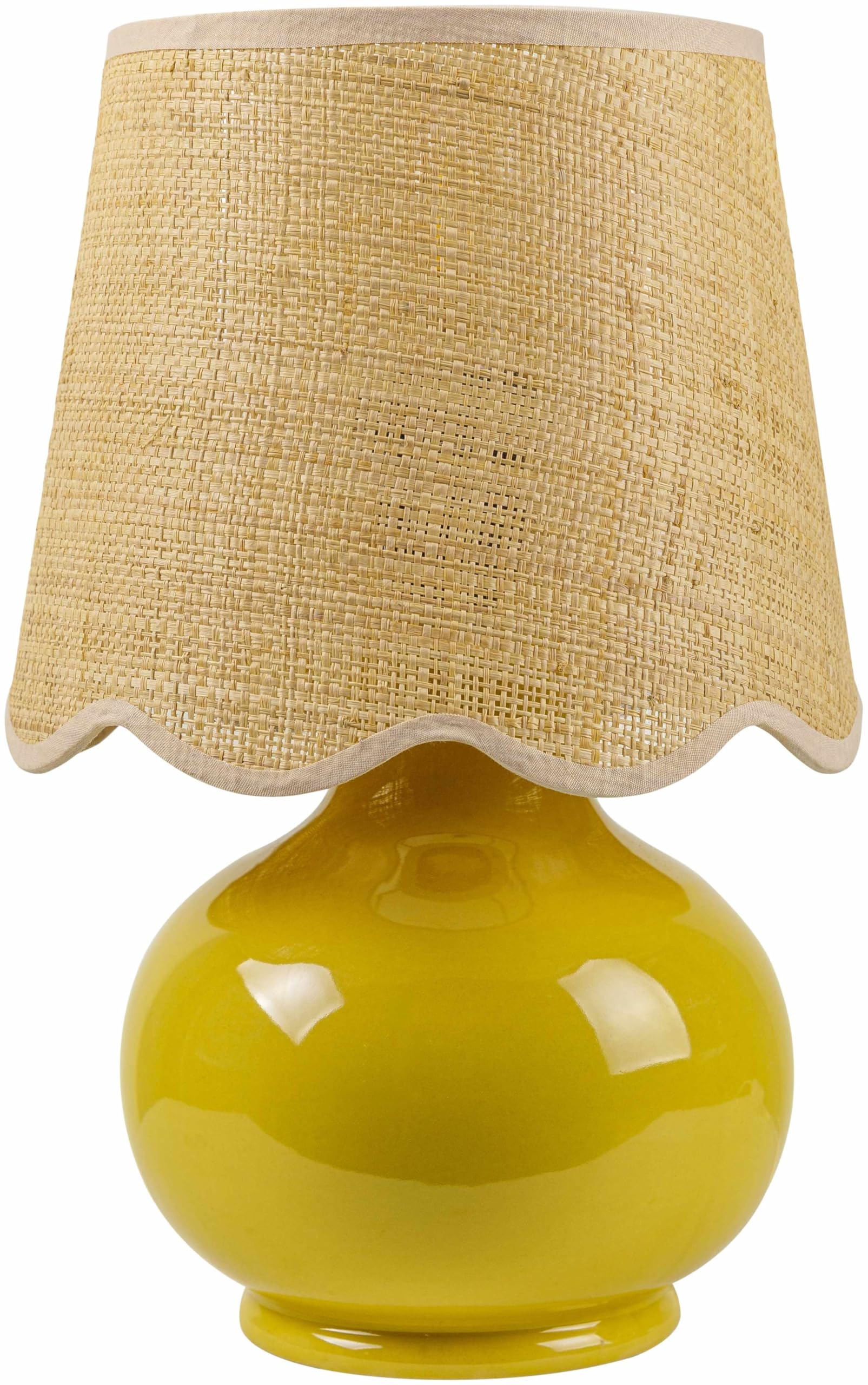 Hauteloom Theisseil Table Lamp, Ceramic, 13inH x 8inW x 8inD, Yellow/Beige/Translucent, Model TXCHMA2-002
