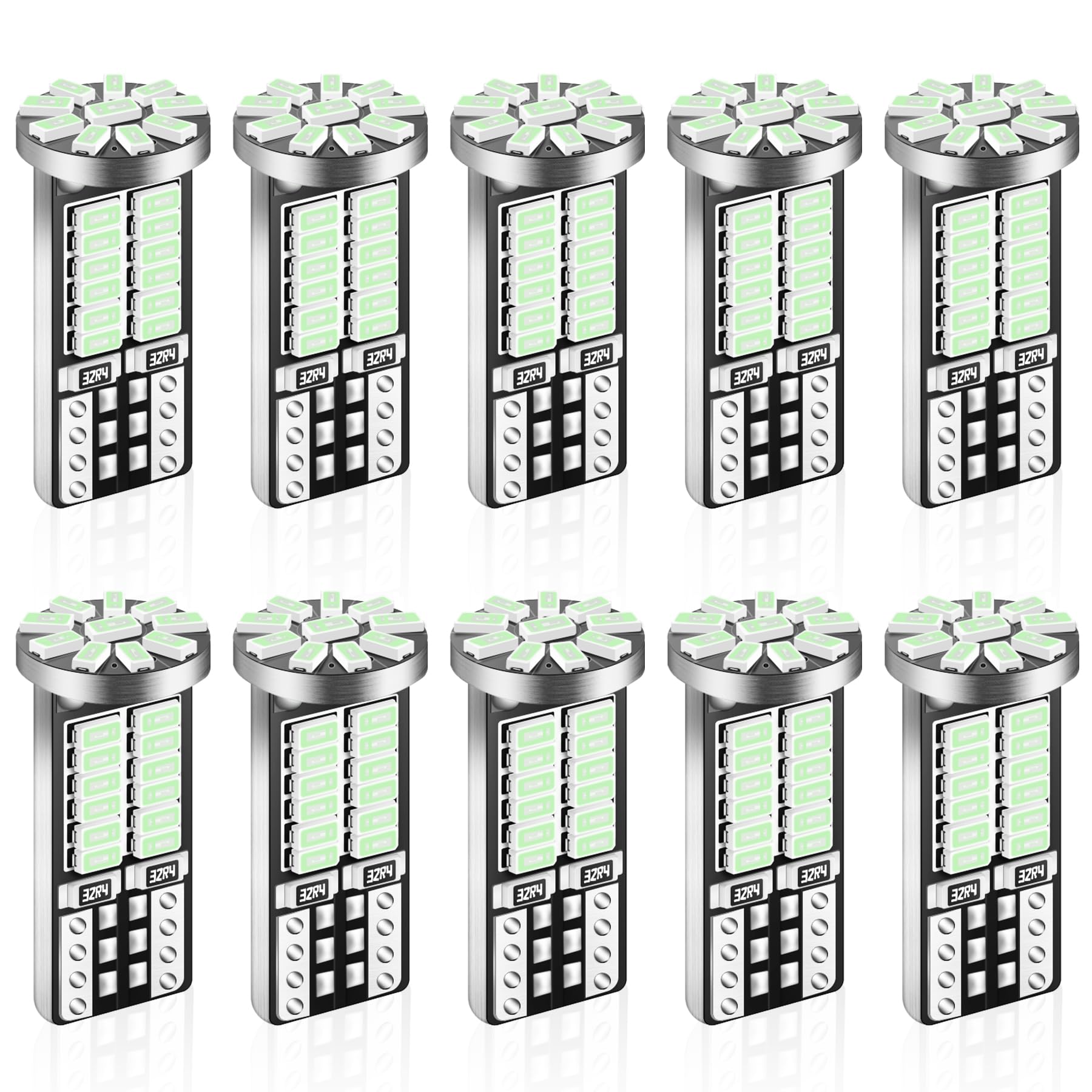 iFunyLED 10Pcs 194 T10 168 2825 W5W LED Bulbs, 34-SMD Chipsets, Ice Blue Light for Car Interior, Dome, Map