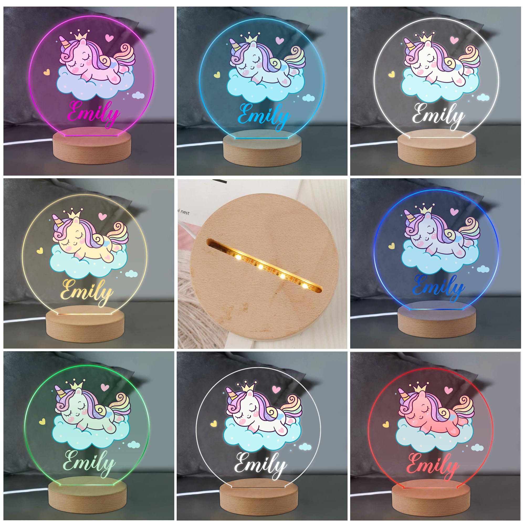 Edsg Personalized Baby Gifts For Girls & Boys - 7 Color Night Light For Kids' Nursery & Bedroom Decor - Toddler Gifts - Night La