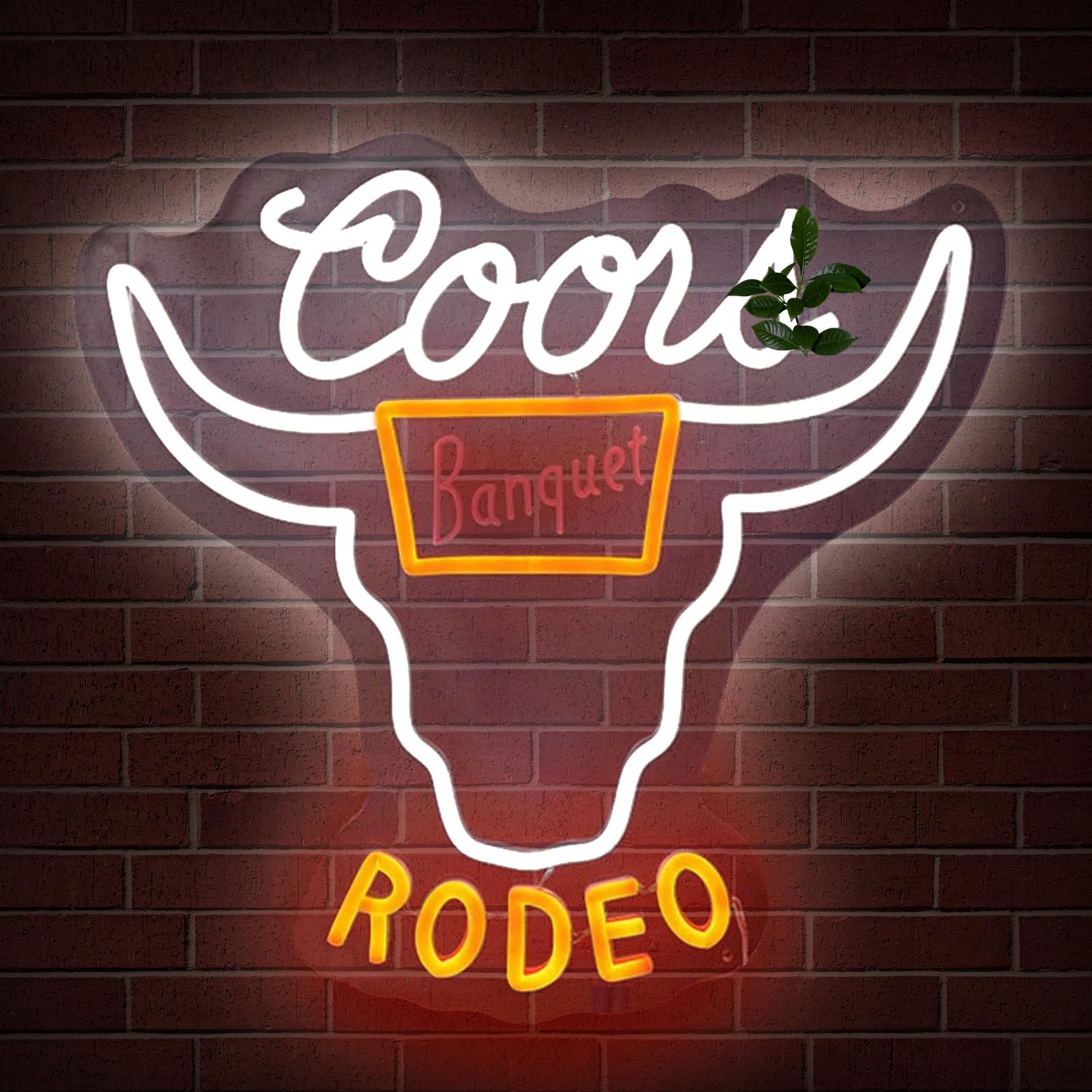 ADS JIE Cowboy Neon Sign - Cow Skull LED Wall Decor, USB Powered, 14x13 Inch, Plastic & Metal, Model cow67