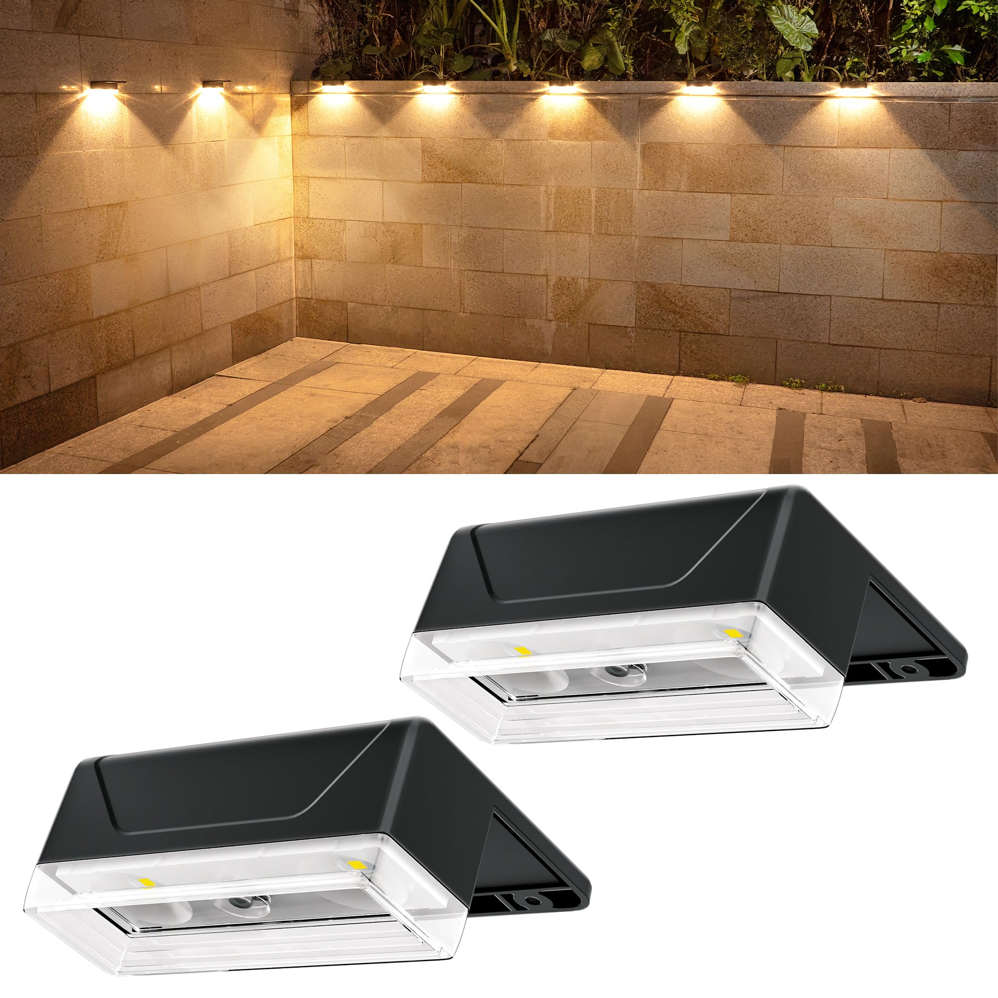 Ellasay Solar Fence Lights Outdoor: 12 Pack 8 Lighting Modes with RGB Solar Powered Deck Light - Waterproof IP65 - Wall Decor fo