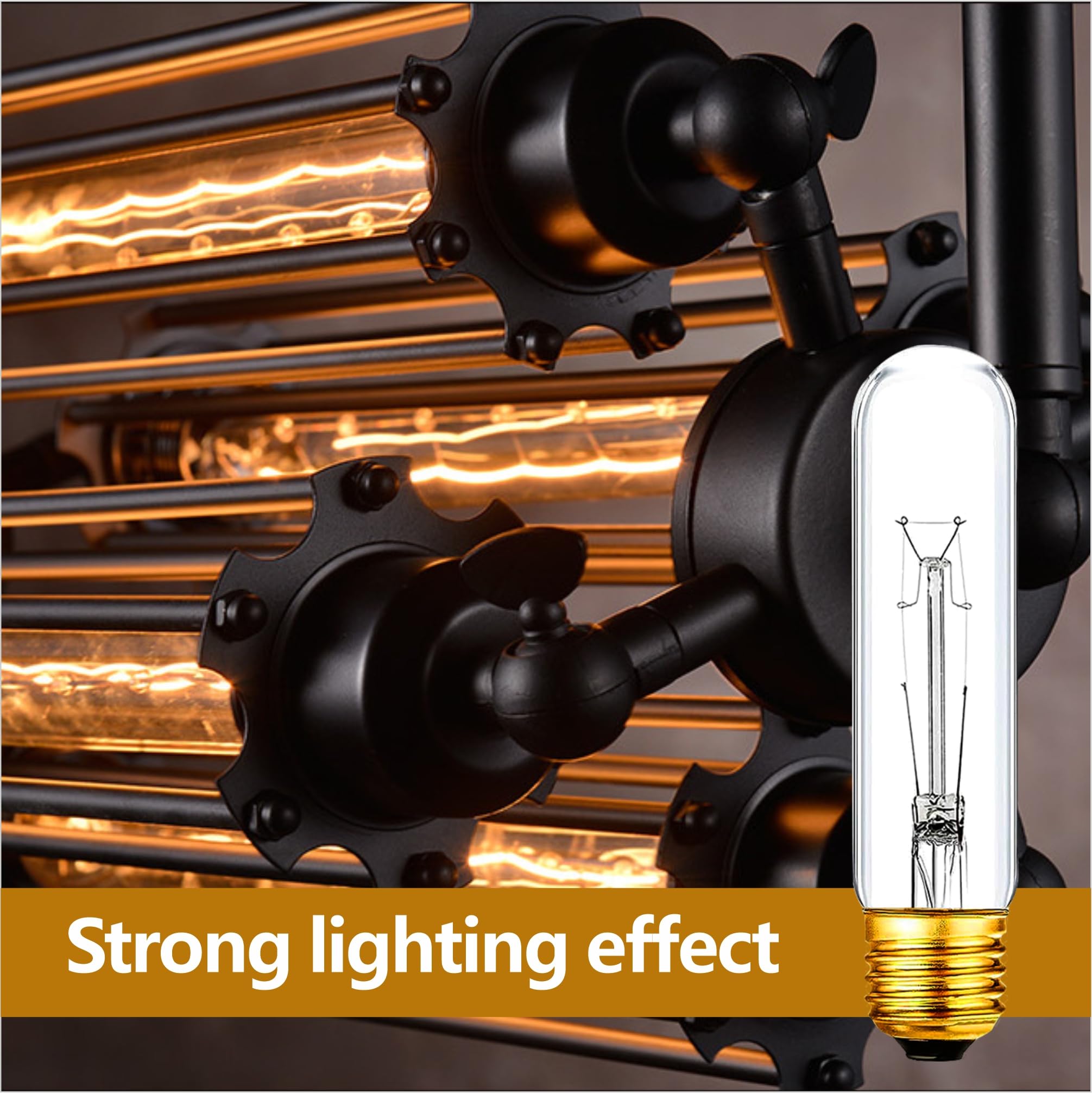 Mmbgjkg 25 Watt T10 Clear Tubular Incandescent Light Bulb, T10 Bulb,Vintage Style Showcase Bulb,Showcase Lamp,Dimmable For Desk