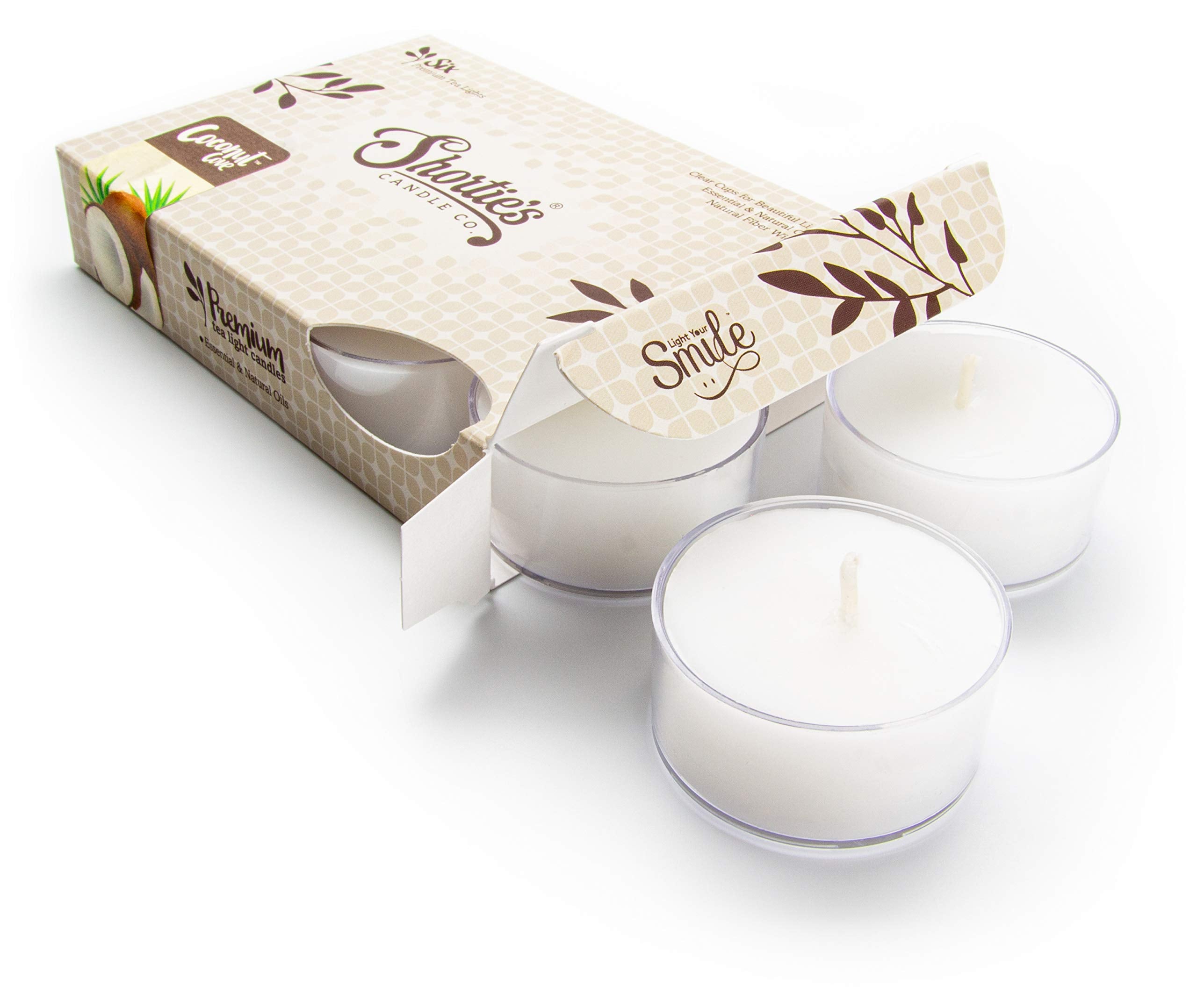 Coconut Cove Premium Tealight Candles - 6 White Highly Scented Tea Lights - Beautiful Candlelight - Made In The Usa - Fruit & Be