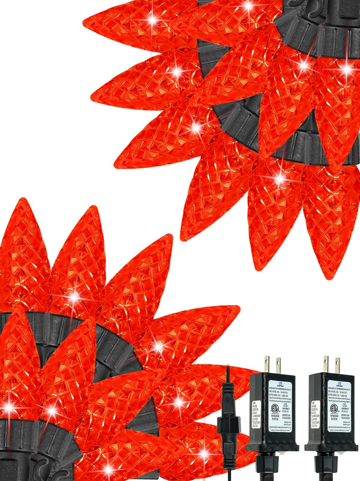 2 Pack C6 Christmas Lights Outdoor Indoor  Total 200 Led 66 Ft Connectable Christmas String Lights With Timer & 13 Modes  Waterproof Twinkle Light For Xmas Tree Yards Party Wedding Decorations (Red)