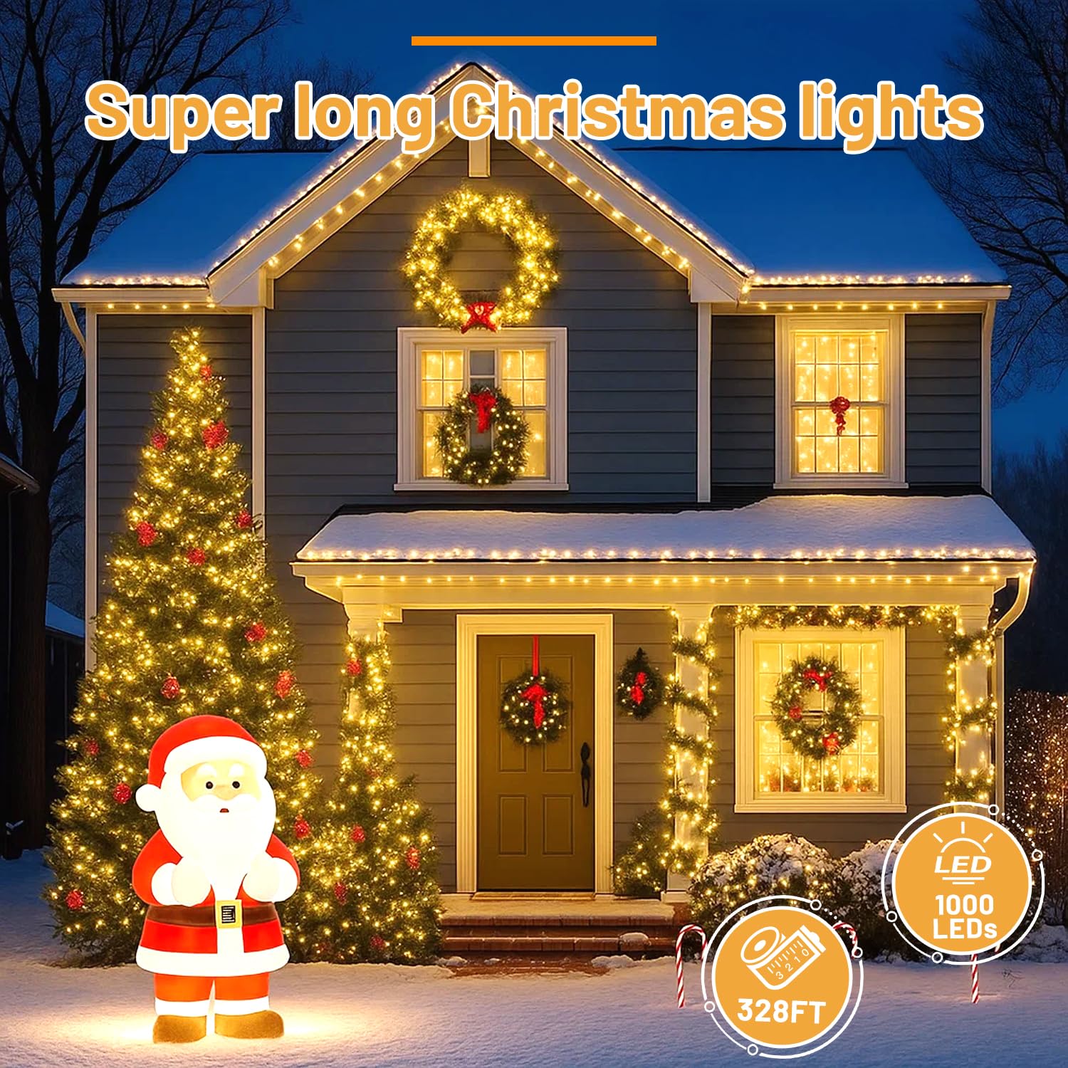 Domolli Christmas Lights 500Led 164 Ft  Waterproof Christmas Tree Lights With 8 Modes  Remote Control 3 Timers & Memory Function Xmas Decorations For House And Holiday (Warm White)
