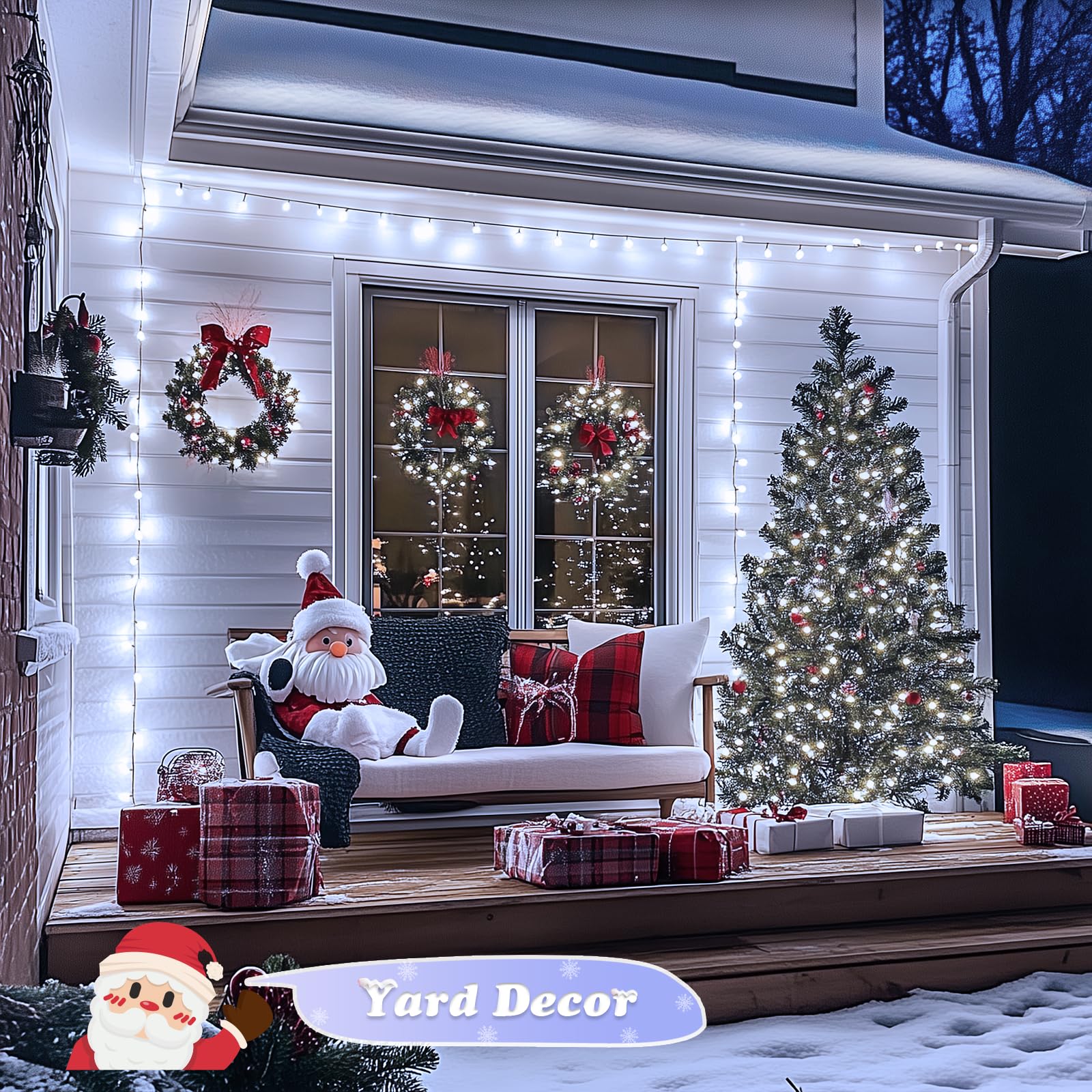 Jmexsuss 500 Led White Christmas Lights Outdoor, 173Ft 8 Modes Led Christmas Lights, Waterproof White String Light For Tree Hous