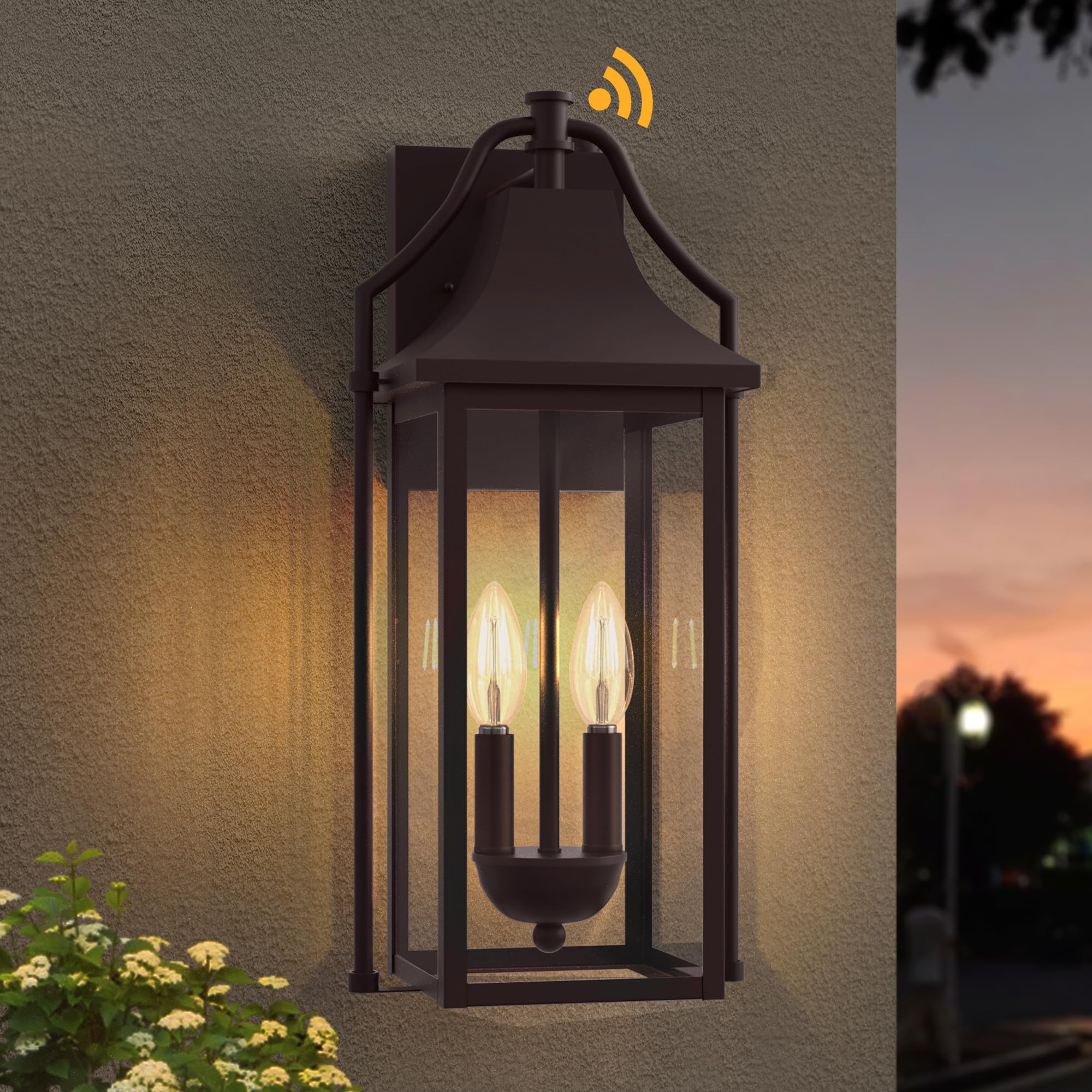 Lawyettle Outdoor Wall Sconce, 2-Light Waterproof Lantern, 18in, Oil Rubbed Bronze, Model XG7040O-2BR