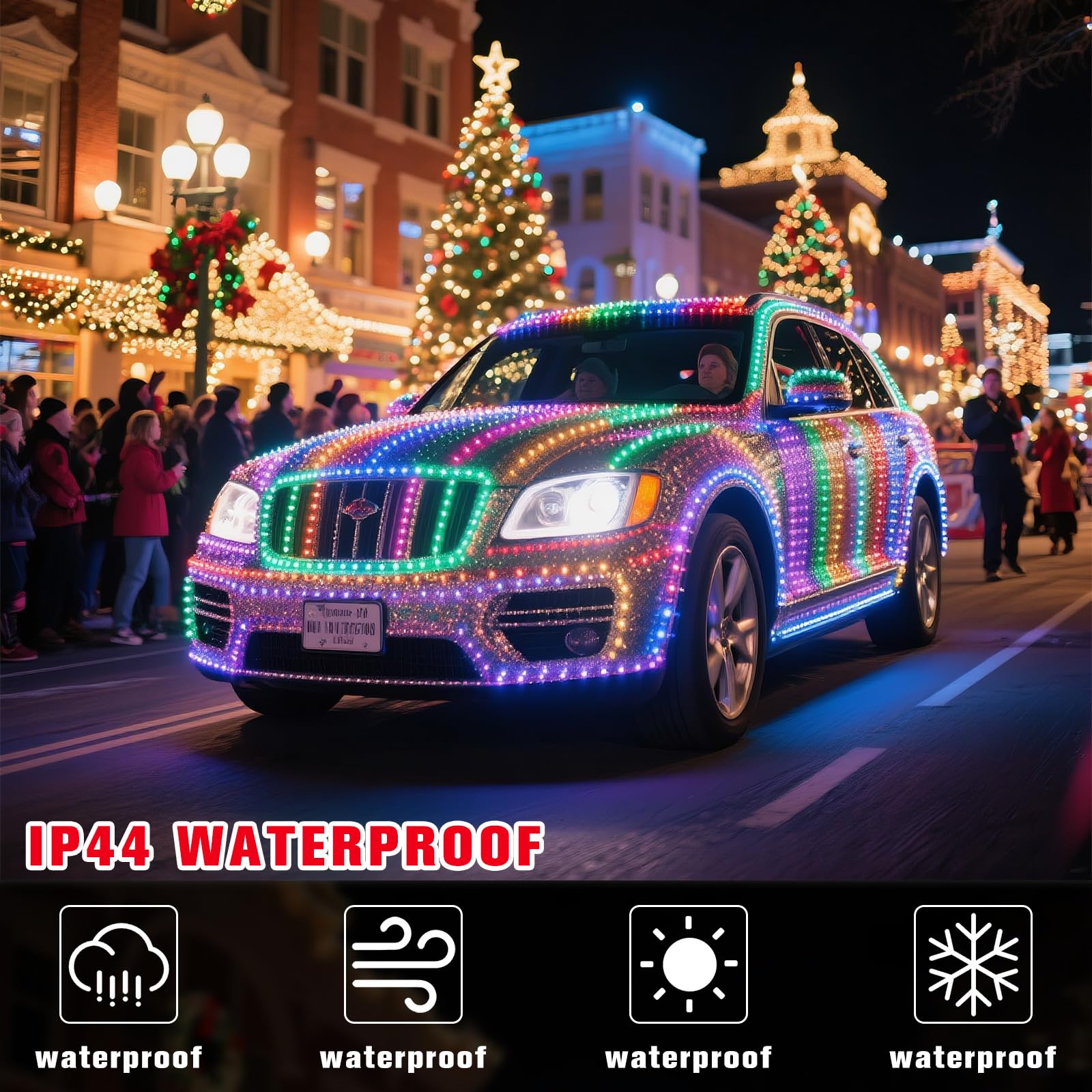 Aurelema 12V LED String Lights - 66 ft, 200 Multicolor Waterproof Lights for Christmas Car Decorations, Model MJO-Aurelema-2277