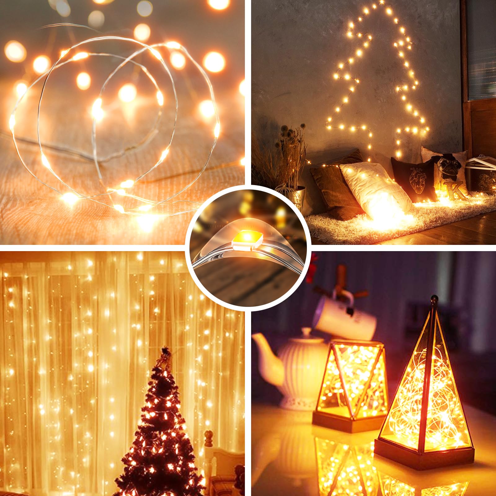 Olafus 16 Pack Fairy Lights, Battery Operated, 20 LED, 7ft Copper Wire, Warm White, IP68 Waterproof for Weddings & Parties