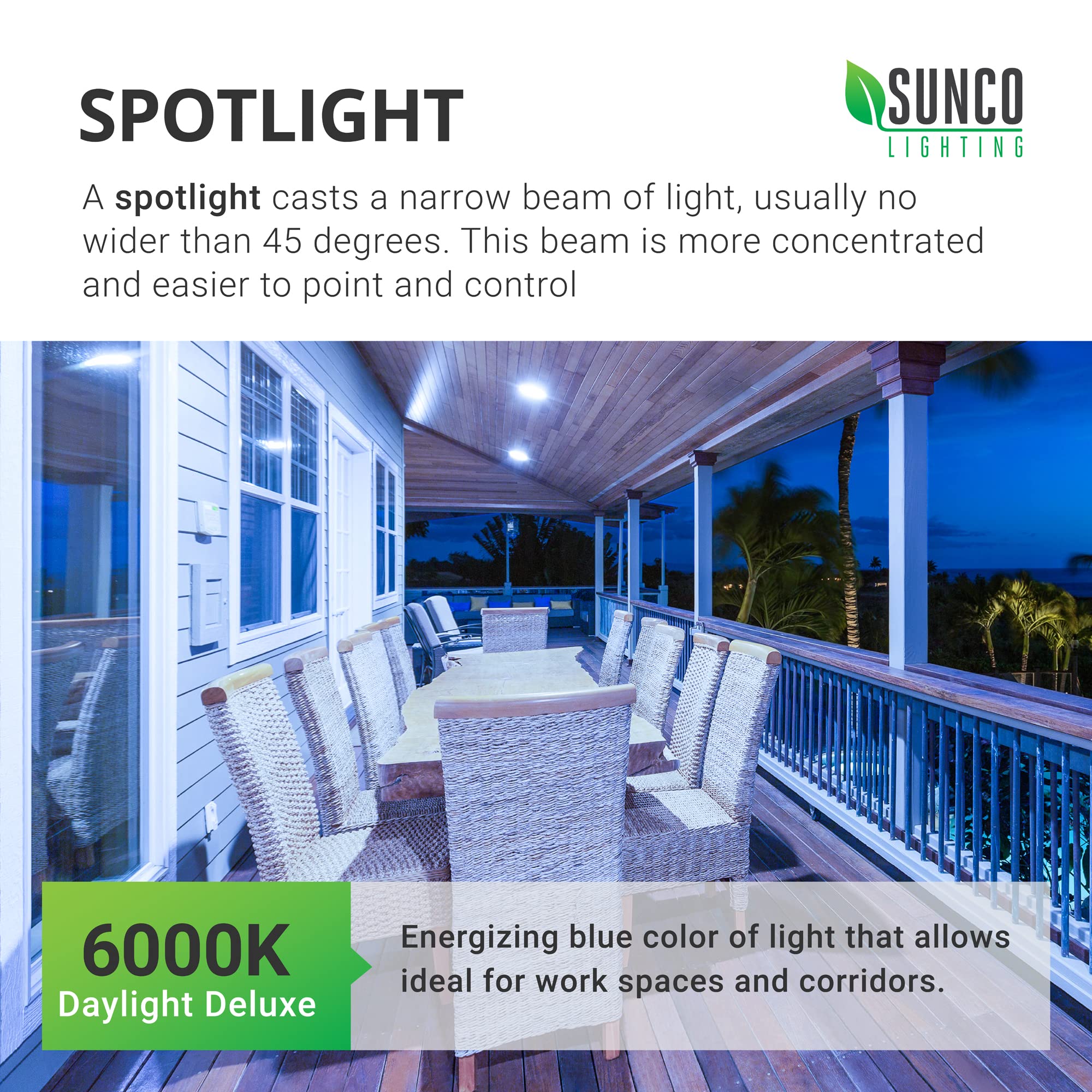 Sunco 6 Pack Outdoor Led Flood Light, Waterproof Par38 Dusk To Dawn Bulb, 1250 Lm, 120W Equivalent 15W, Exterior, Wet-Rated, 600