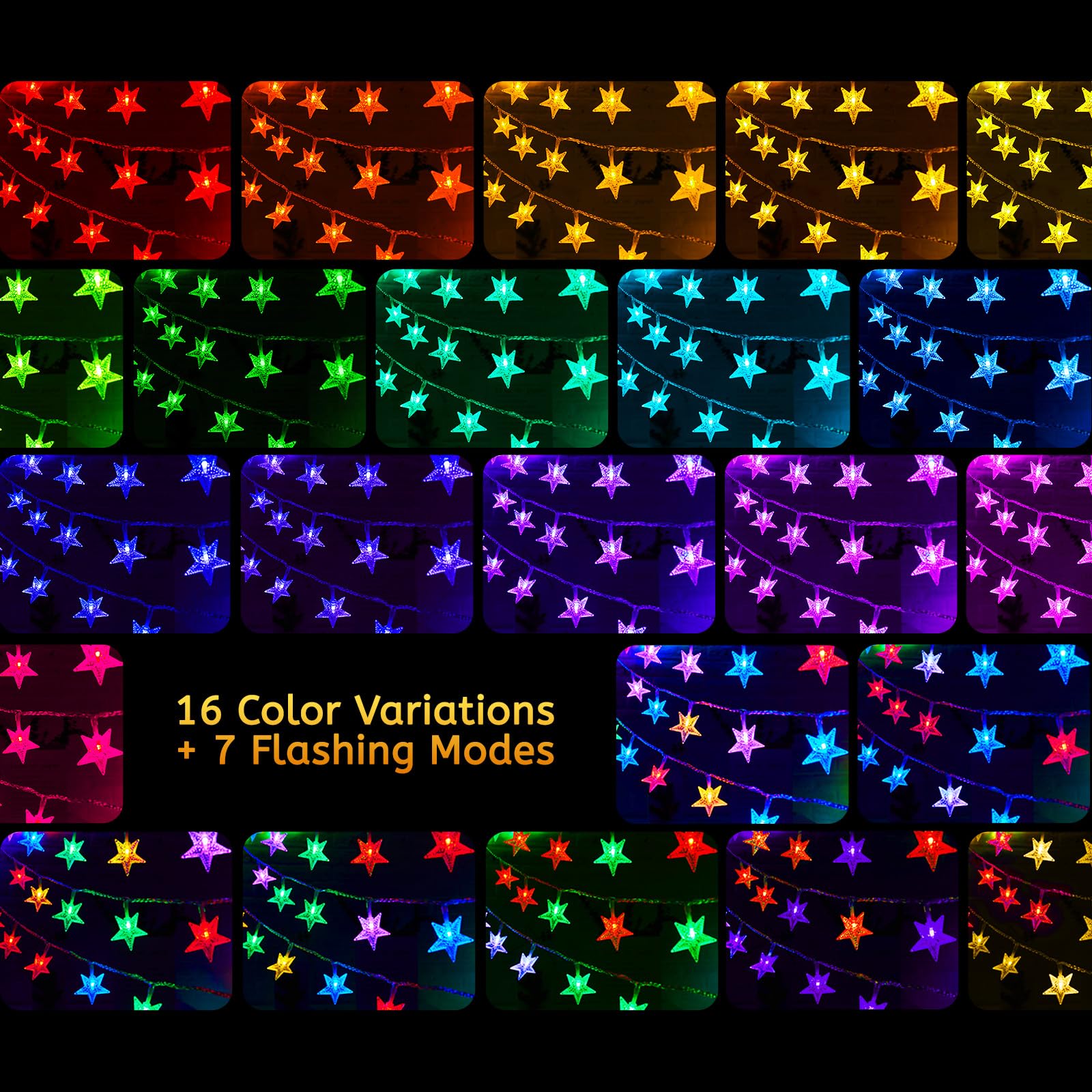 Minetom Usb Star String Lights - 33 Ft 100 Led Color Changing Star Fairy Lights With Remote And Timer, 16 Single Colors And 7 Modes Starry Lights For Bedroom Dorm Tent Bed Patio Christmas Party Indoor