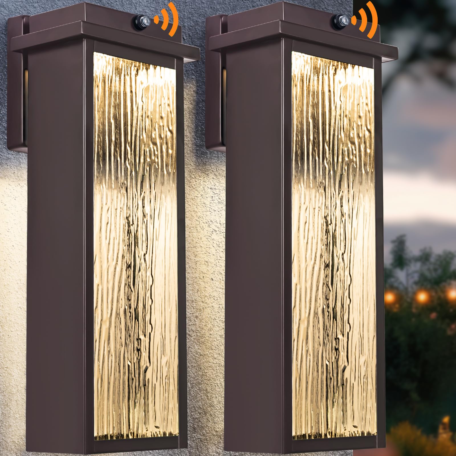 2 Packs Dusk to Dawn LED Outdoor Light 20'' Extra Large , Oil Rubbed Bronze Modern Exterior Lighting Fixtures, Outside Porch Lig