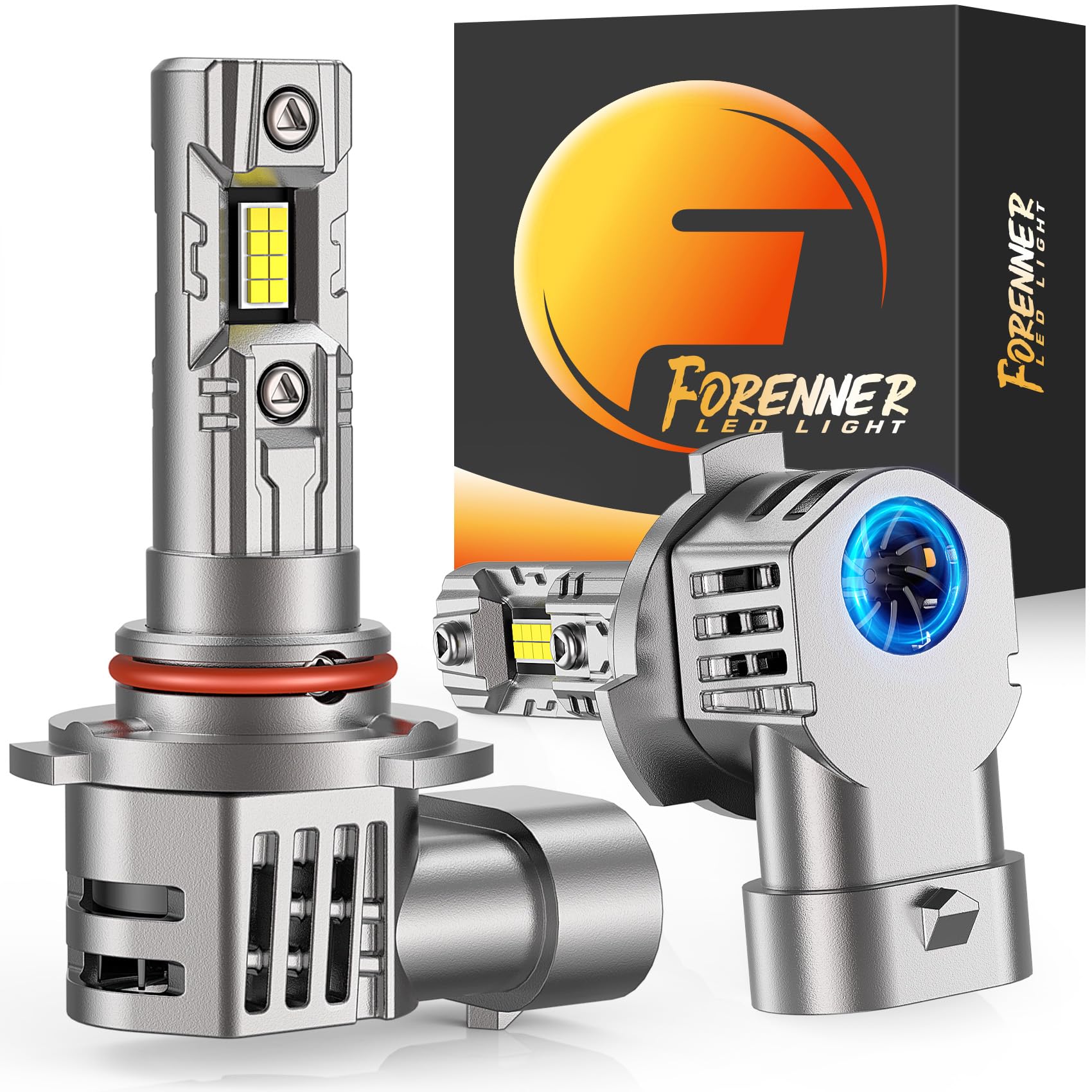 forenner 9005 Bulbs Fog Light, 36000LM 900% Brighter 6500K Cool White 1:1 Size with 18000RPM Cooling Fan 7-Year Lifespan, Pack o