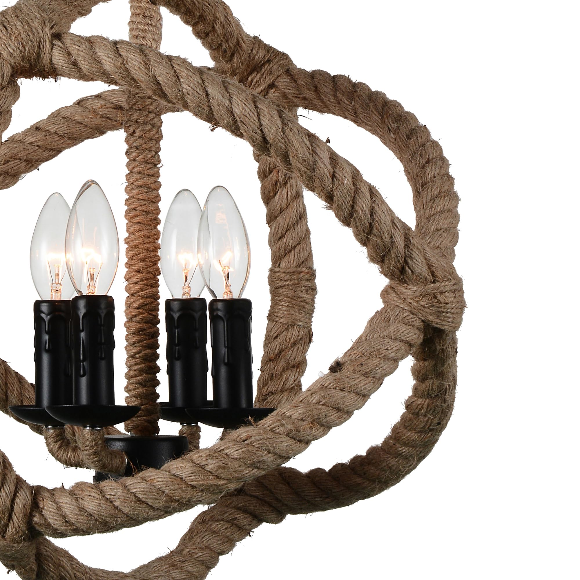 Cwi Lighting Padma Black Metal Chandelier - 4 Light Farmhouse Pendant Fixture