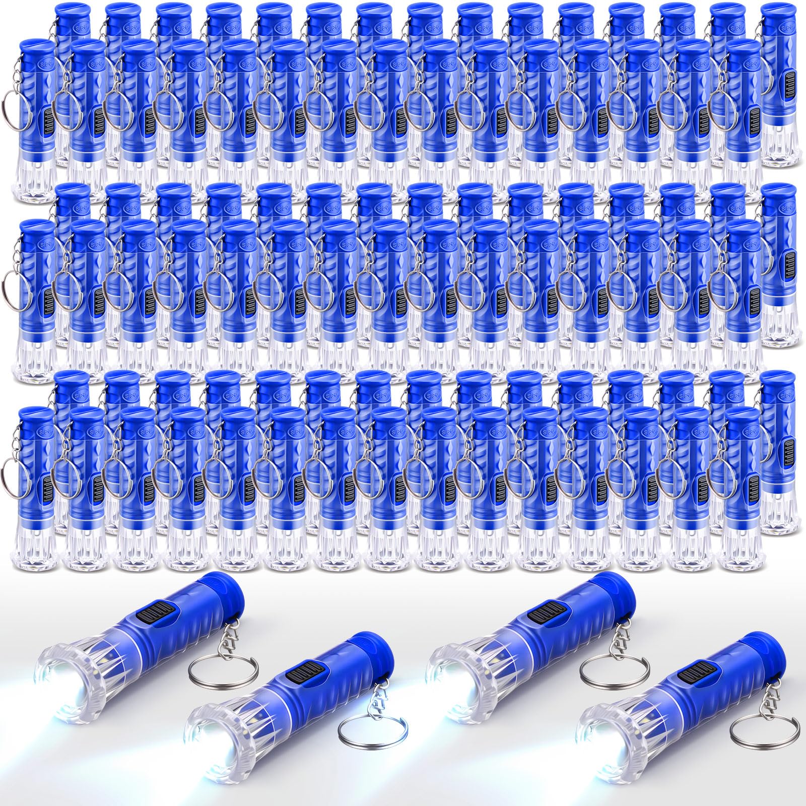 Jexine 100 Pcs Mini Flashlight Keychain Bulk Torch Keyring Flashlights LED Small Keychain Light Hiking Camping Christmas Party F
