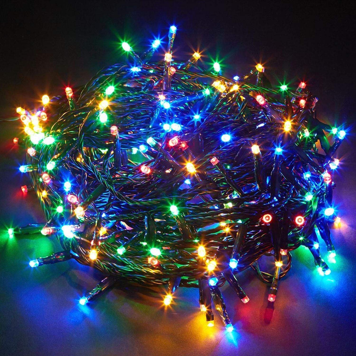 Lumineo 500 LED Multi-Colored Christmas Lights Set, Green Wire, 36 Feet, Model 781655