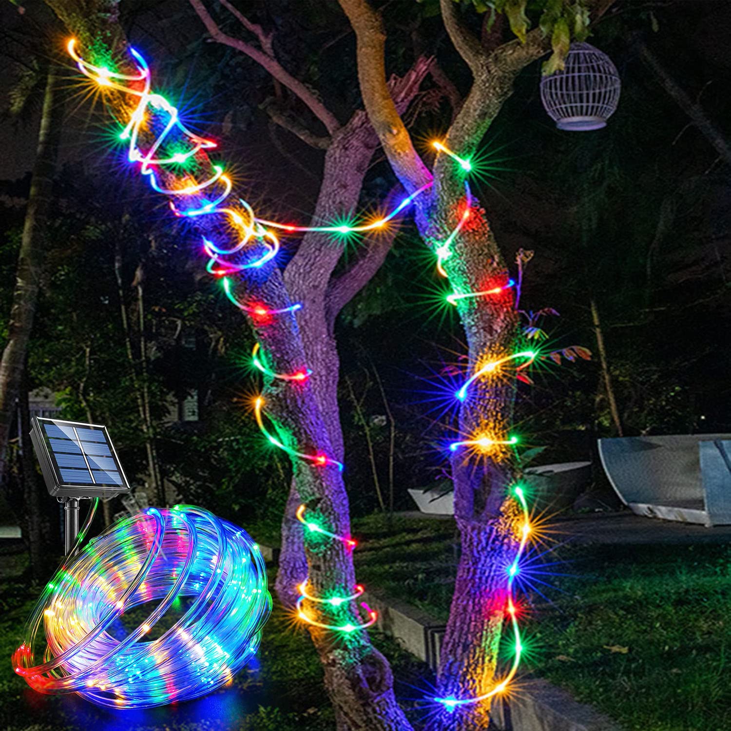Lairtpow 39Ft Solar Rope Lights, Ip65 Waterproof Led Fairy String Lights For Outdoor Party Decor