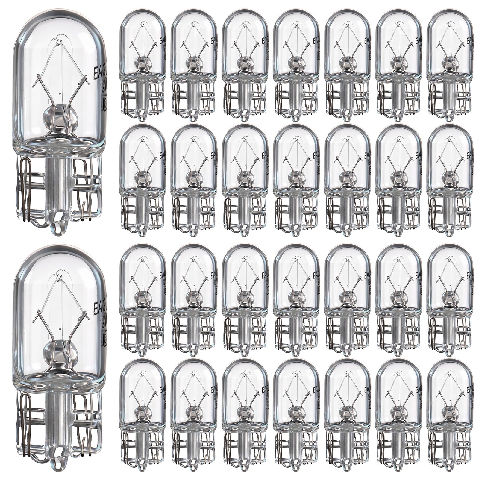 Honoson 30 Pieces 1/4 Wedge Base 12V 5W Bulb Clear Krypton Light Bulb for Landscape, RV and Cabinet Lighting