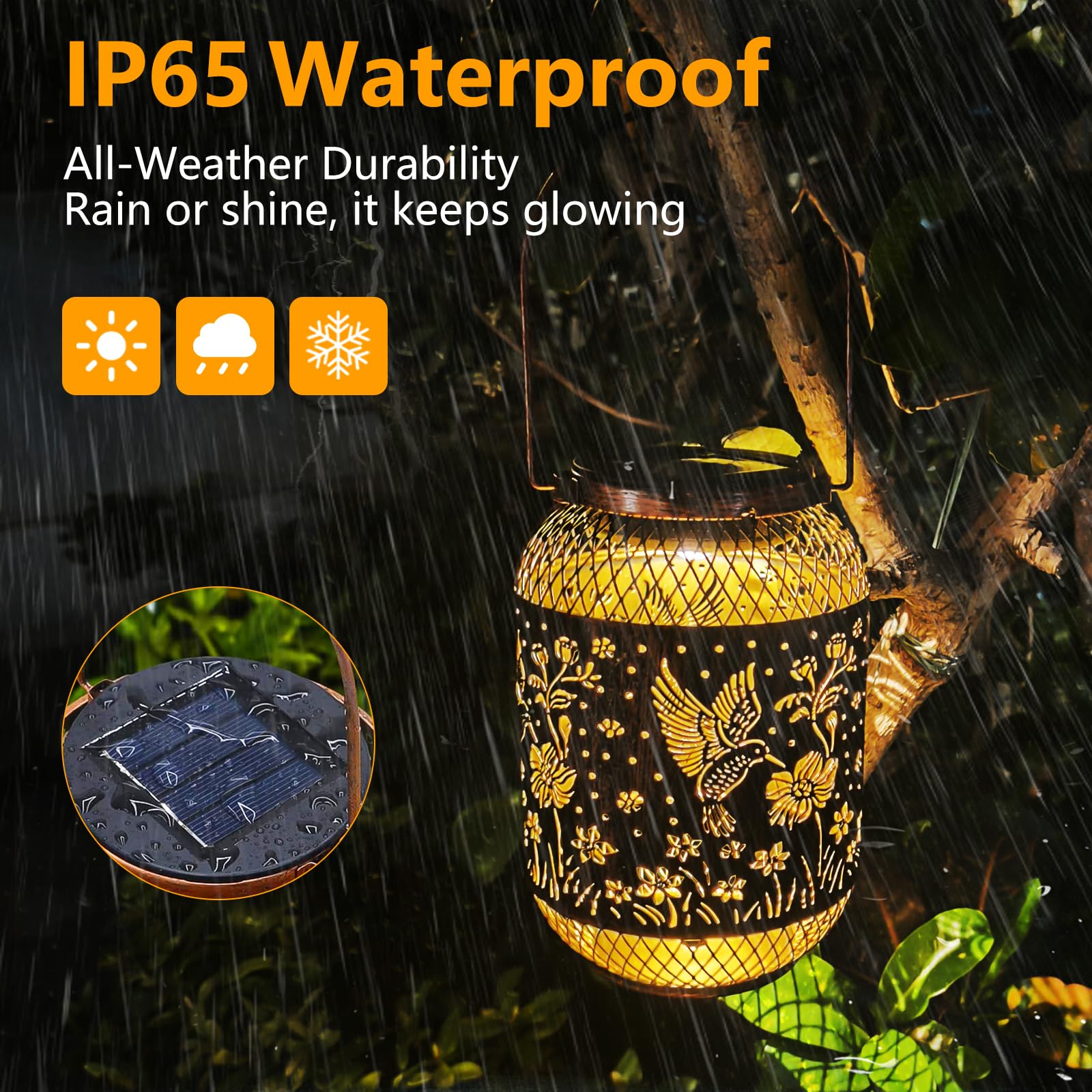 Humiieye Solar Lantern Outdoor Hummingbird Garden Decor  Ip65 Waterproof Hanging Solar Powered Lights Birthdays Gifts For Women Mom  Metal Decorative Light For Patio Yard Lawn Porch Backyard Christmas