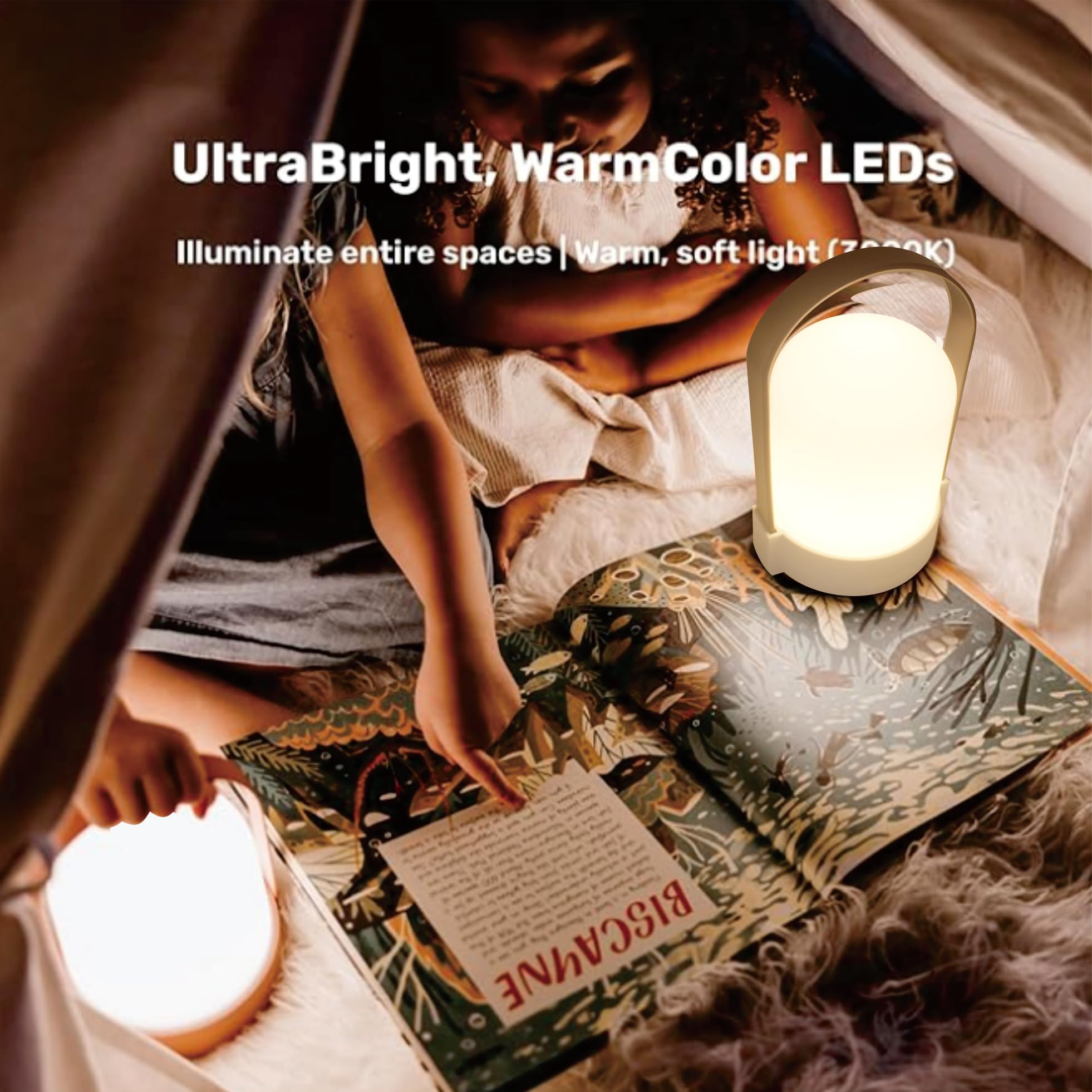 YONIKU LED IP44 Waterproof Portable Lantern Lamp 3-Level Dimmable Light, USB-C Rechargeable Outdoor Camping Light with 600mAh Ba