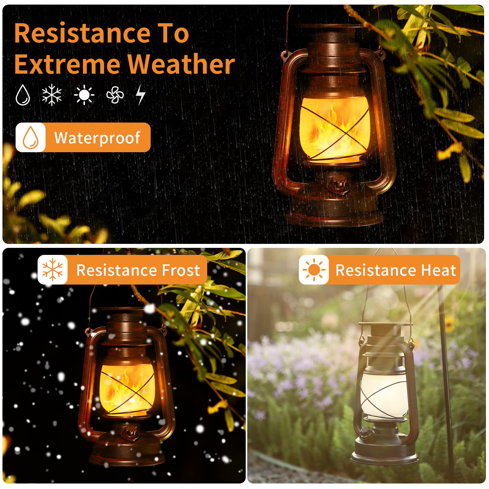 Solar Lantern Outdoor Hanging Solar Lights Dancing Flame Led Waterproof Camping Lamps  Auto On/Off  Landscape Decor For Table Patio Garden Yard Pathway Porch (Pack Of 2)