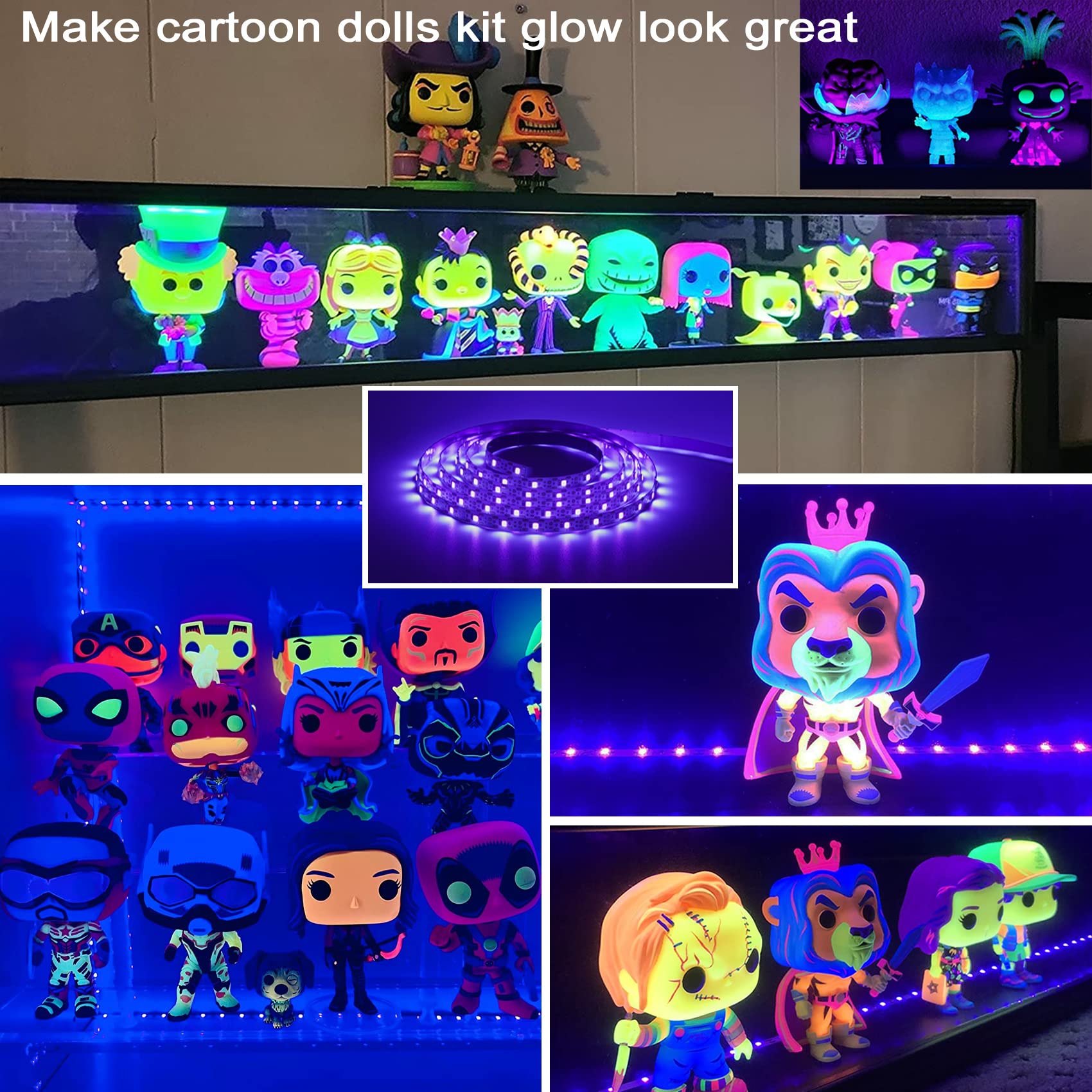 CICINY LED Black Light Strip, 6.6FT/2M, 120 Units UV 395-400nm, Flexible, USB DC 5V, Purple, Indoor Decor, Halloween