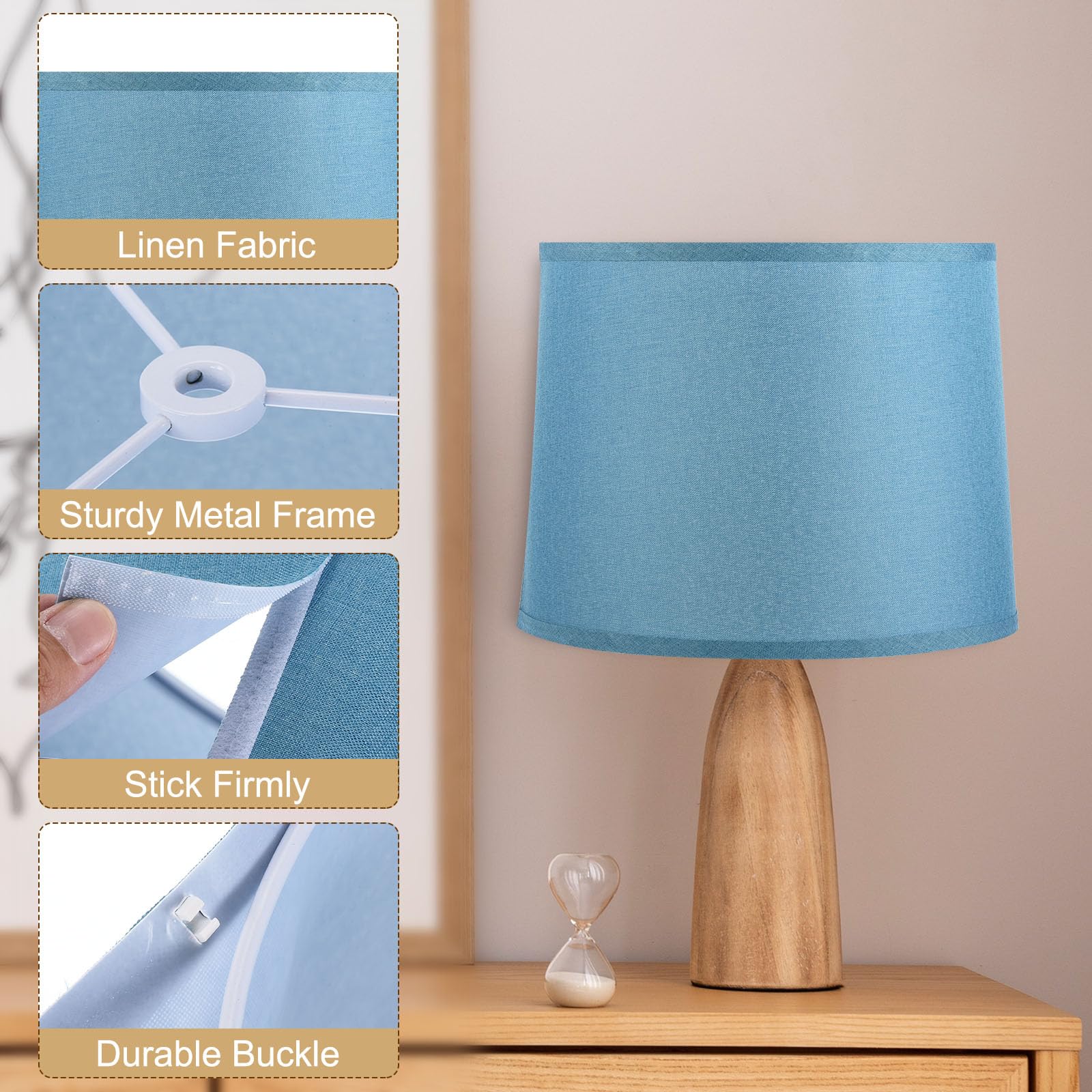 PATIKIL Drum Lamp Shade for Table/Floor Lamps, 11.4in Top x 12.6in Bottom x 9.8in High, Blue, Easy Assembly, Model pta