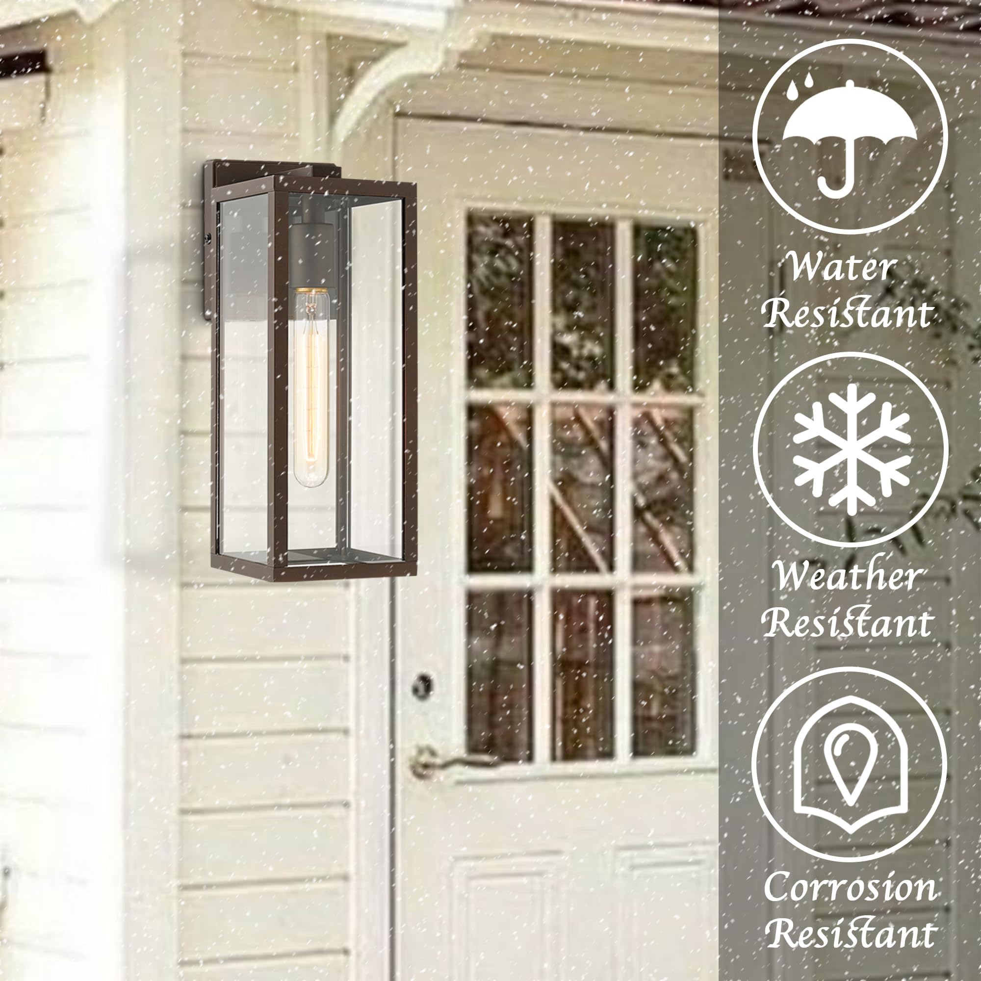 Bestshared Outdoor Wall Lantern, Metal Sconce Light Fixture, Oil-Rubbed Bronze, 2 Pack, Model CLK200