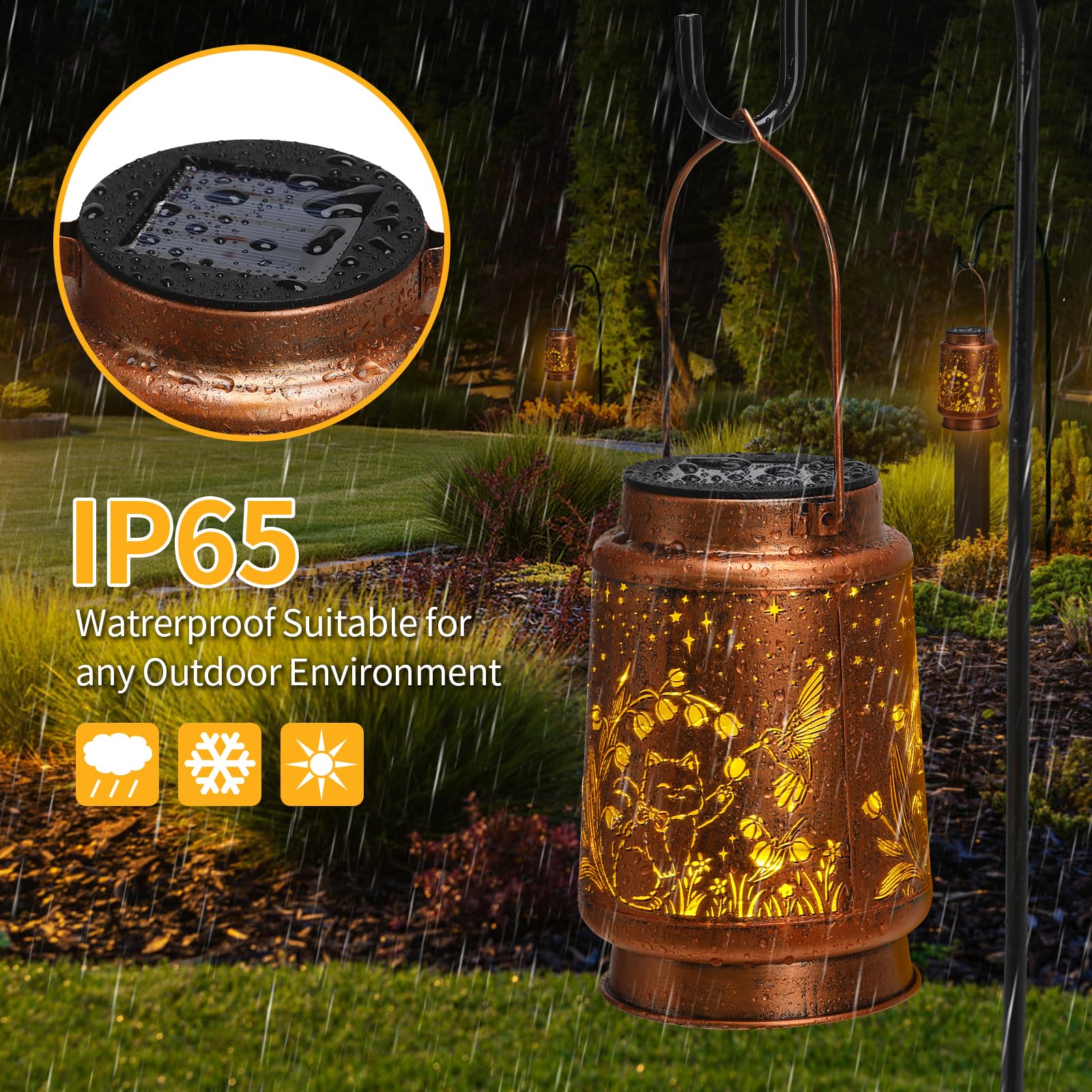 Hummingbird Solar Lanterns Outdoor Waterproof Garden Decor, Metal Led Garden Light,For Yard, Patio, Lawn, Tabletop, Pathway, Lan
