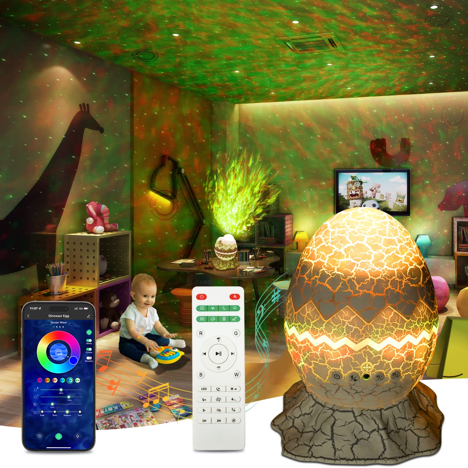 Rossetta Star Projector, Galaxy Projector For Bedroom, Smart App Star Light Projector With Bluetooth Speaker And White Noise, Ni