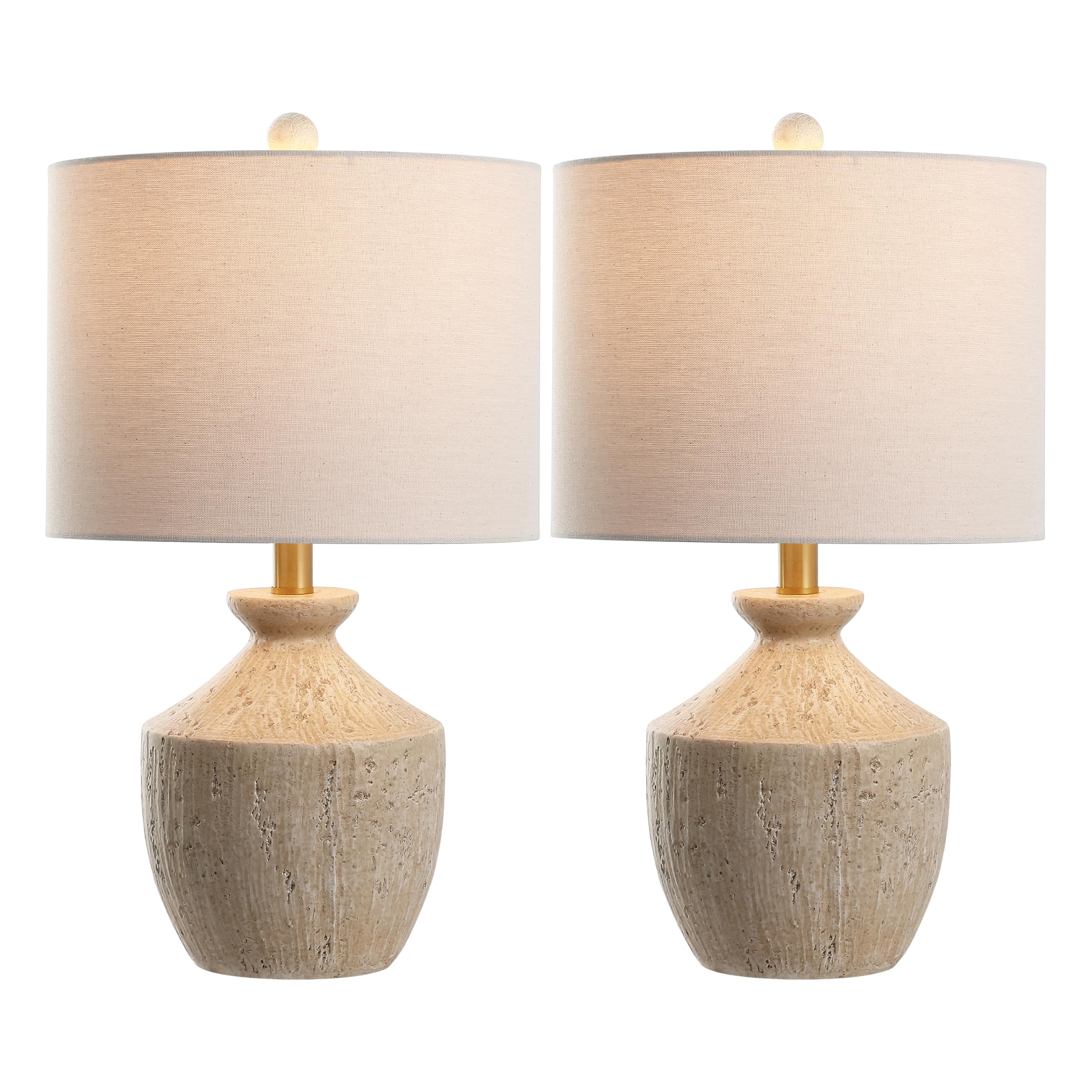 SAFAVIEH Lighting Collection Delacey Light Brown Resin 21-inch Table Lamp Set of 2