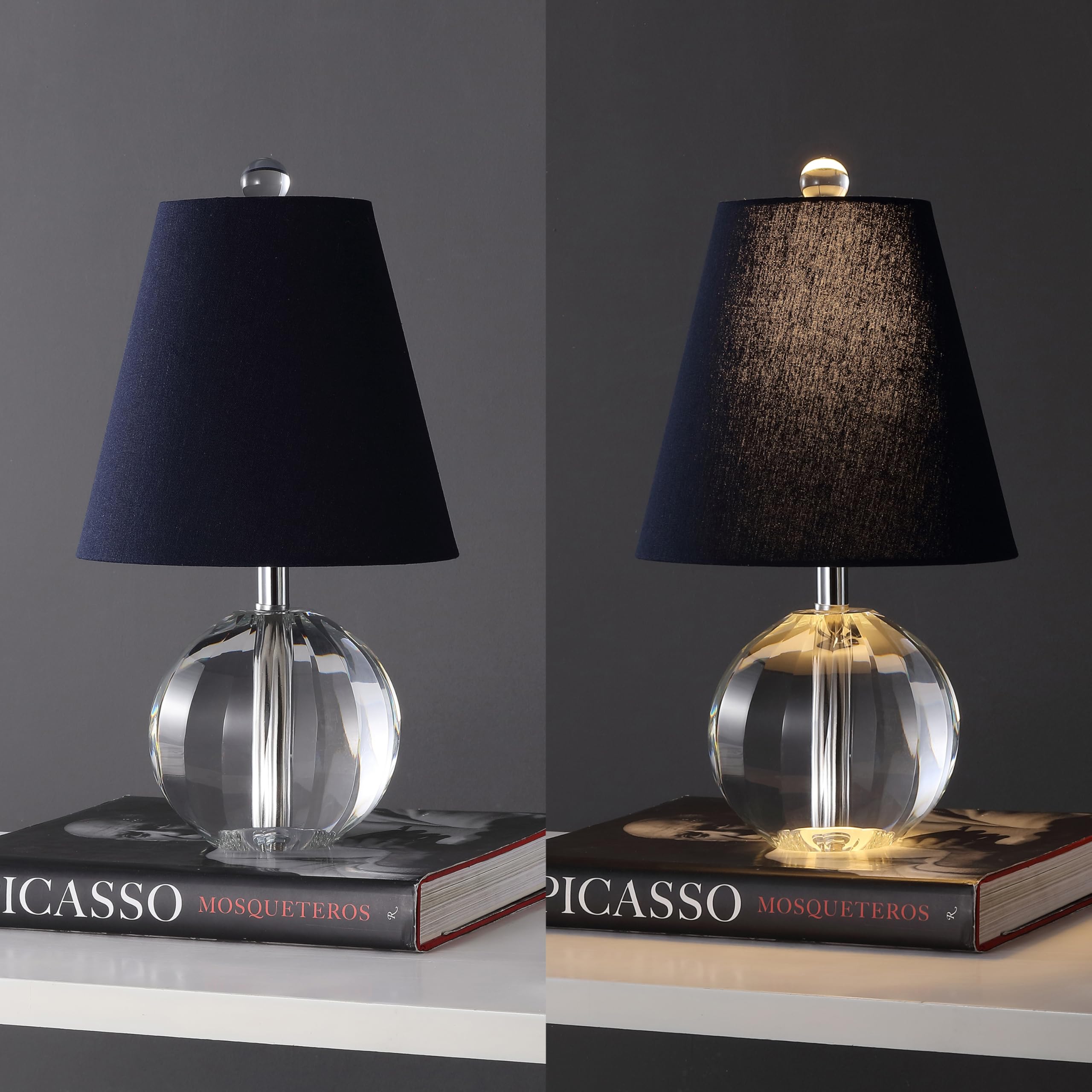 Jonathan Y Jyl2079D Goddard 16'' Crystal Ball/Metal Led Table Lamp For Bedroom, Living Room, Office, College, Book Case, Nightst