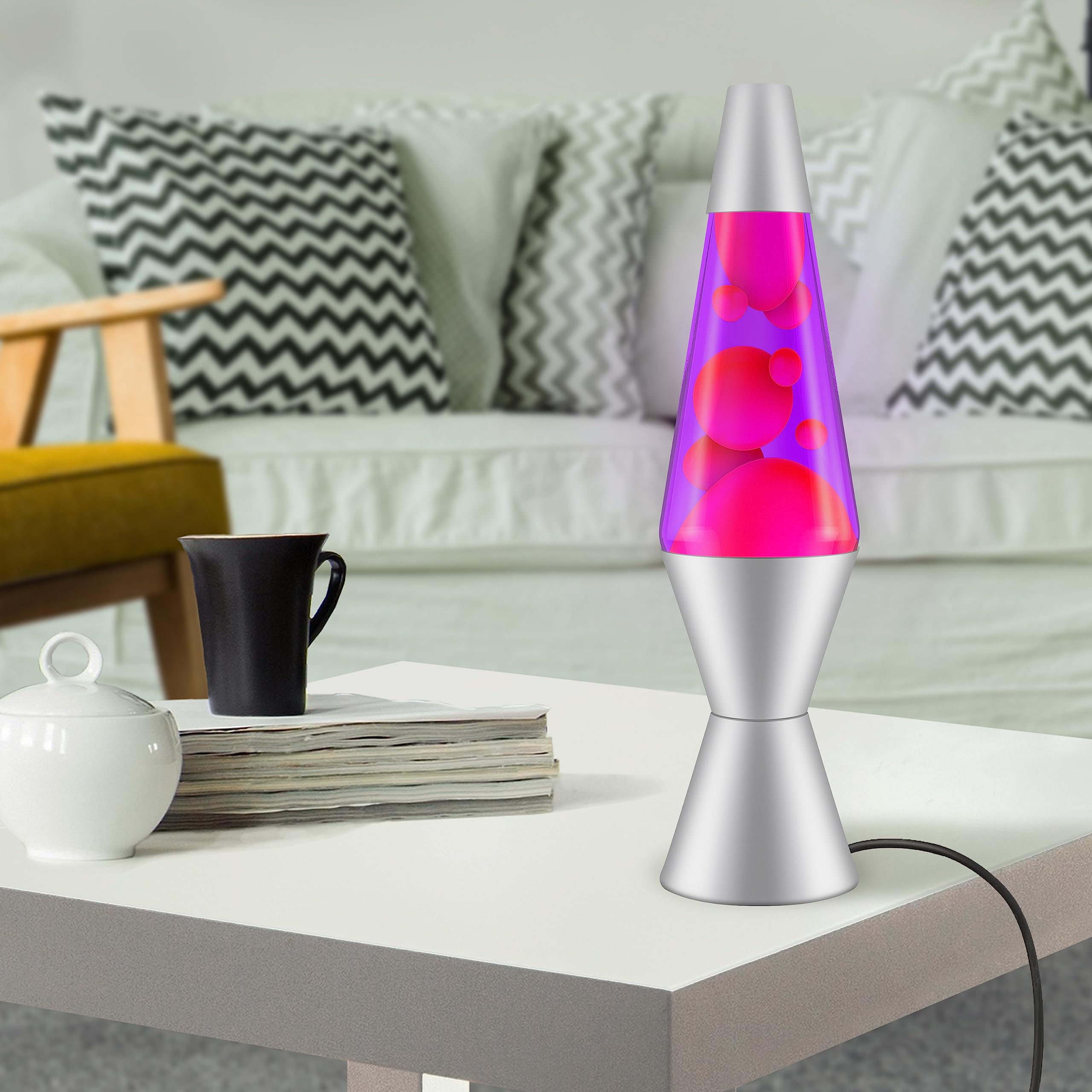 Lava 2121 Classic Motion Lamp, 14.5" Pink/Purple Glass, Silver Base