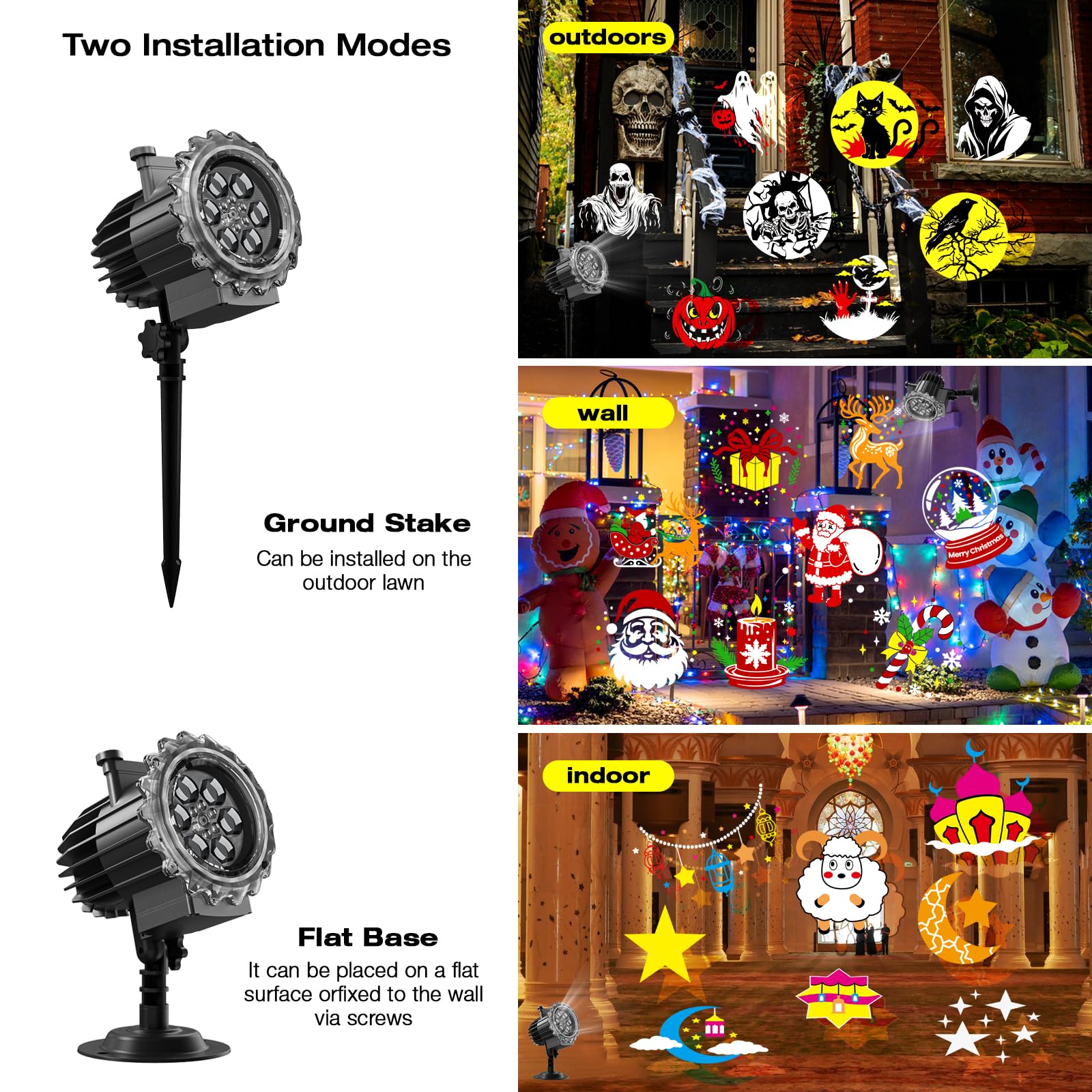 Peakclouds Christmas And Halloween Projector Lights Outdoor Holiday Decoration For Christmas  Halloween  Easter  Independence Day  Thanksgiving  New Year & Birthday Parties