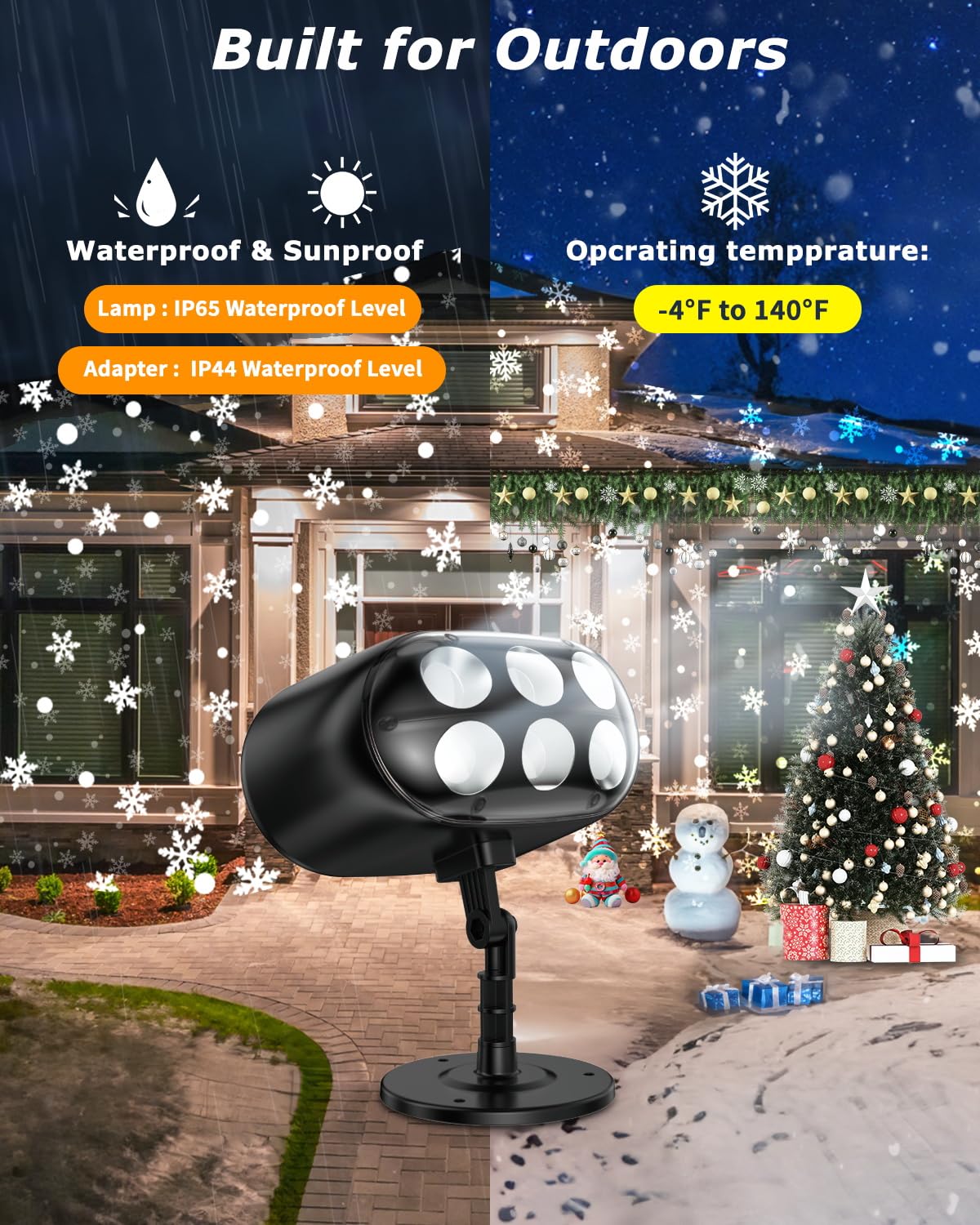 Snowflake Projector Lights With Remote, Timer, Dimmer, Ip65 Waterproof?Christmas Projector Lights Outdoor, 270 Rotation Christma