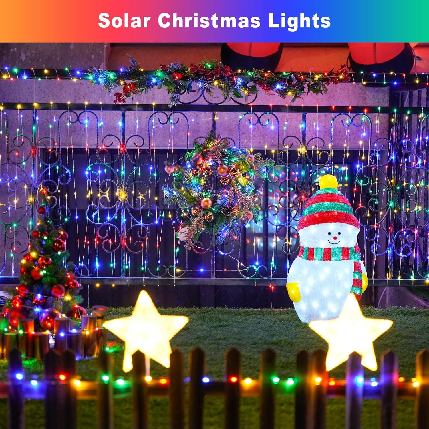 JMEXSUSS 200 LED Multicolor Fairy Lights, 66ft Waterproof Christmas Tree Lights, 8 Modes, Copper Material