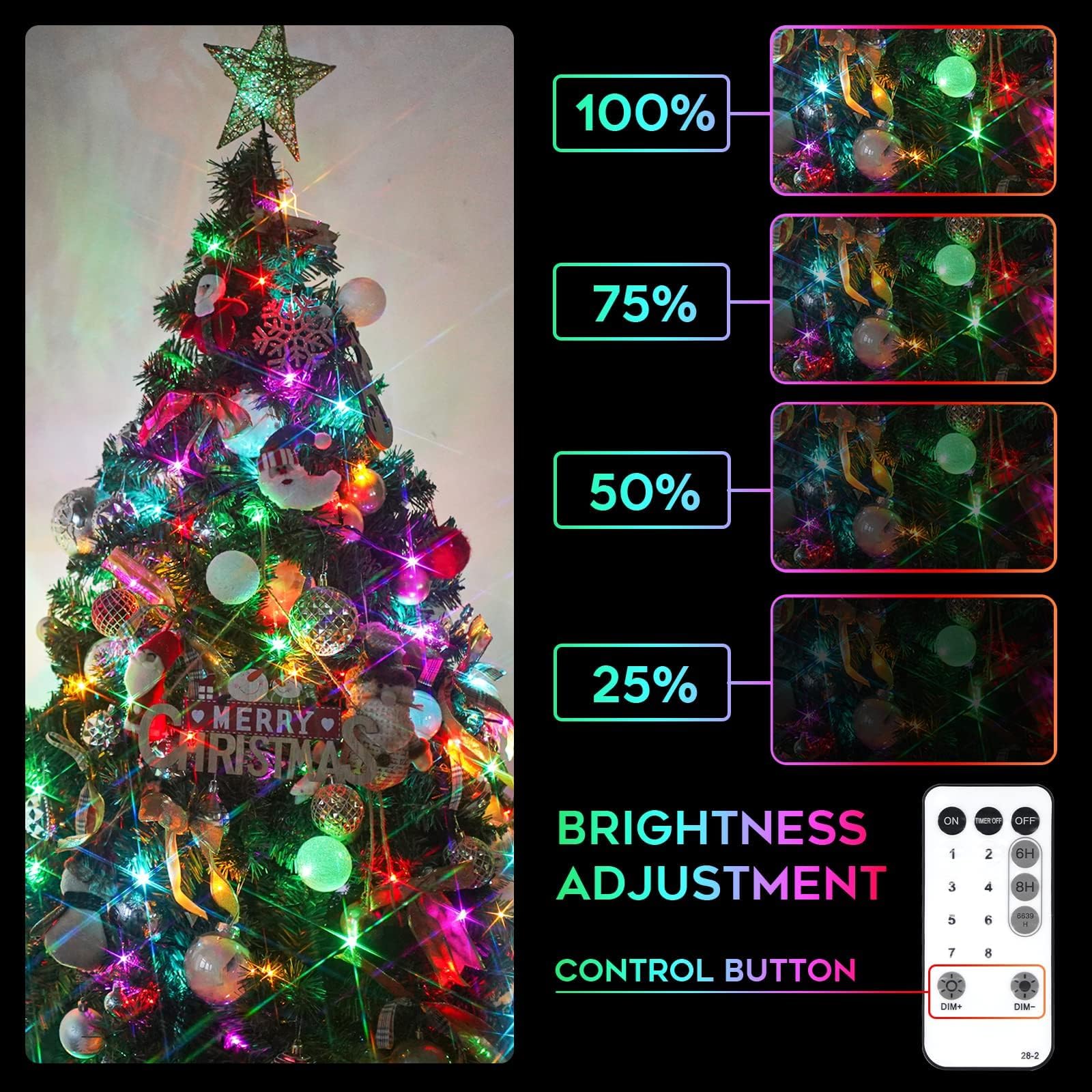 Suddus 300 Led Multicolor Christmas Lights, 8 Modes Blinking Christmas Tree Lights With Remote, Colored Christmas String Lights For Outdoor Indoor Party Decoration