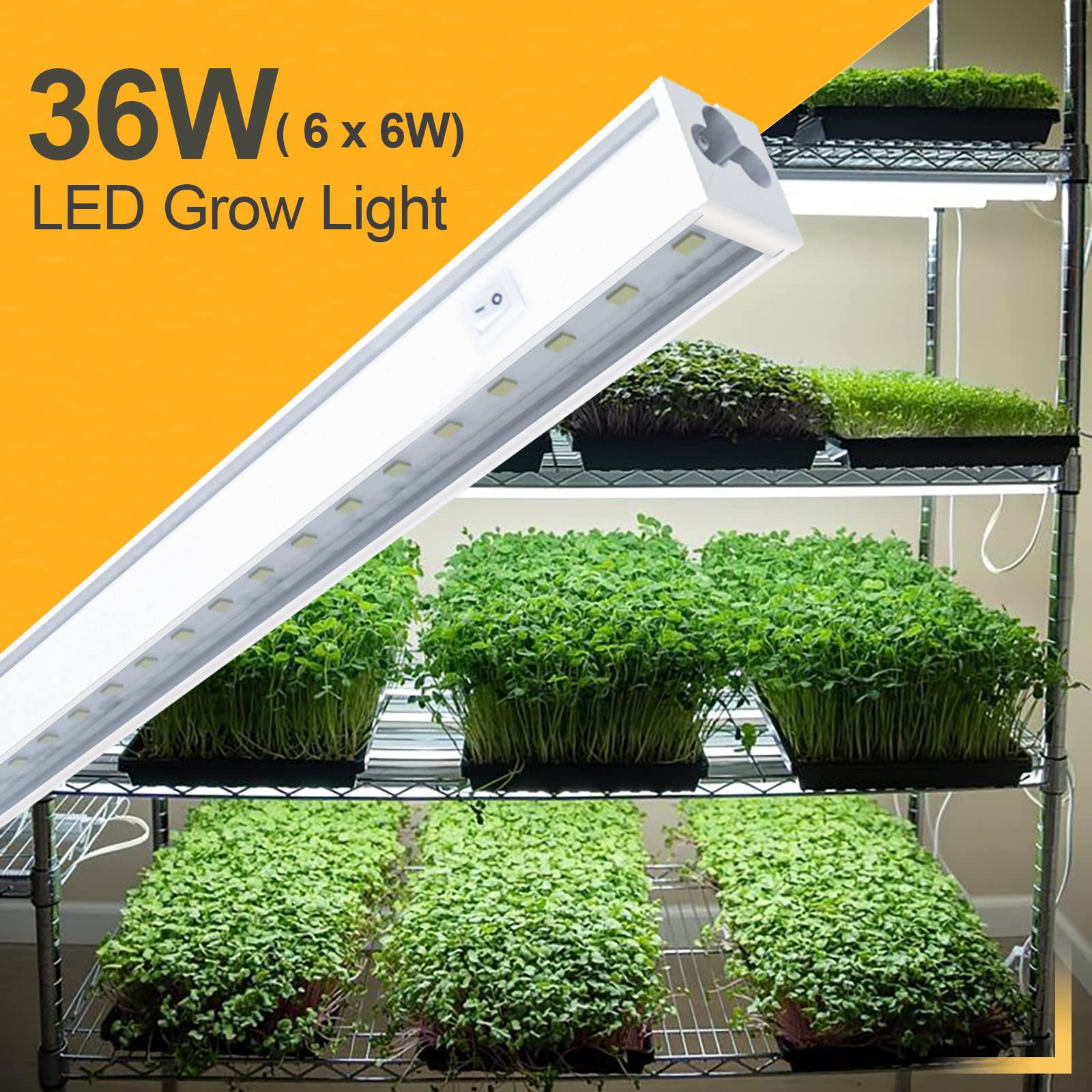 SpeePlant LED Grow Light Strips, T5 Grow Lights, Full Spectrum, 1FT 5000K, Plant Light Strip for Indoor Plants, Plant Light with