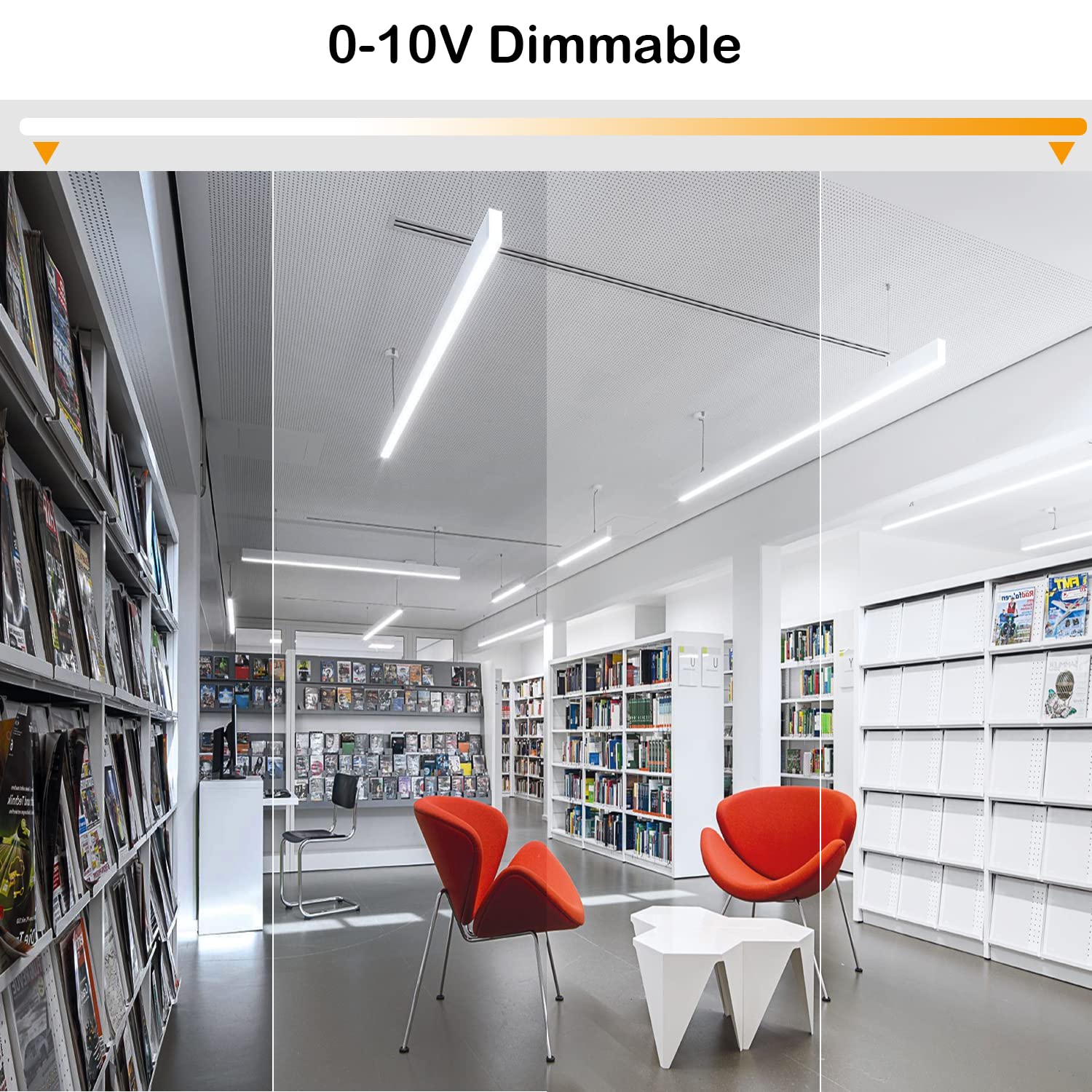 Hykolity 8Ft Linkable Led Linear Light  80W 9200Lm 3000K/4000K/5000K Cct Selectable  0-10V Dimmable Architectural Led Suspension Office Lighting Fixture For Market  Garage  Etl 4 Pack-Black