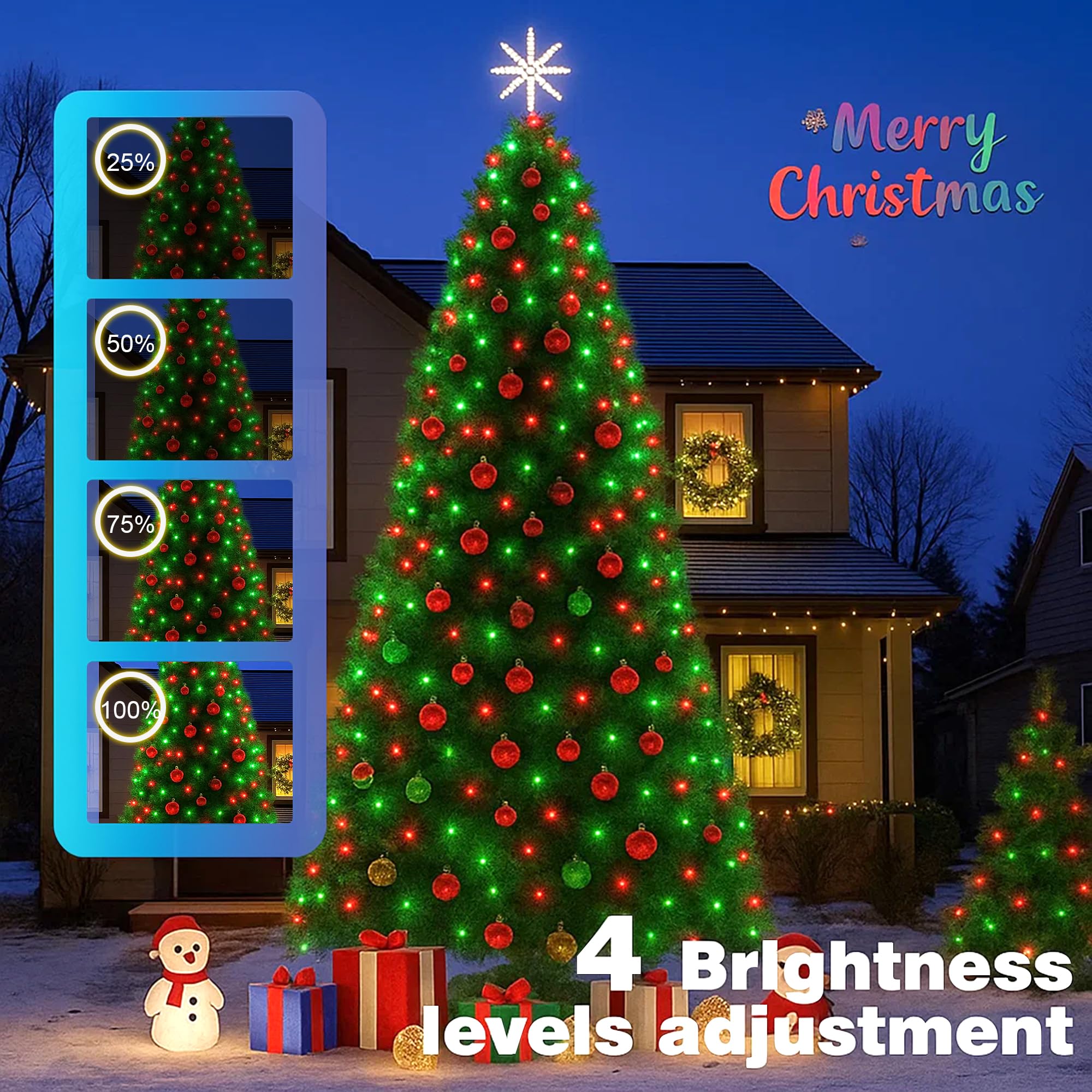 Domolli Christmas Lights 500Led 164Ft  Waterproof Christmas Tree Lights With 8 Modes  Remote Control 3 Timers & Memory Function Xmas Decorations For House And Holiday (Red And Green)