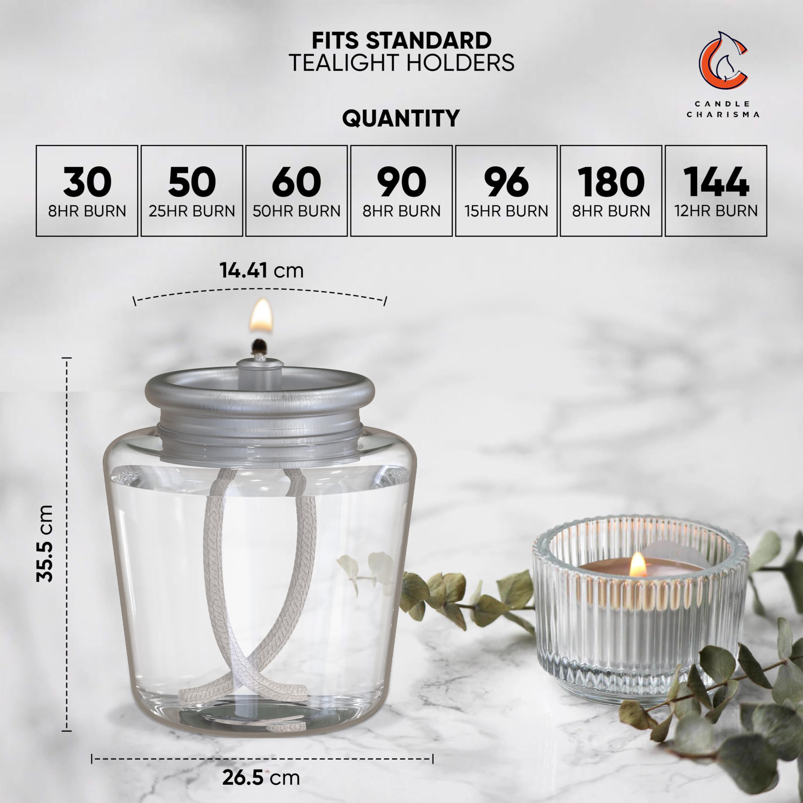 Candle Charisma Disposable Liquid Candles - Oil Tea Lights with Extended 15 Hour Burn Time - Dripless Liquid Candle, Smokeless C